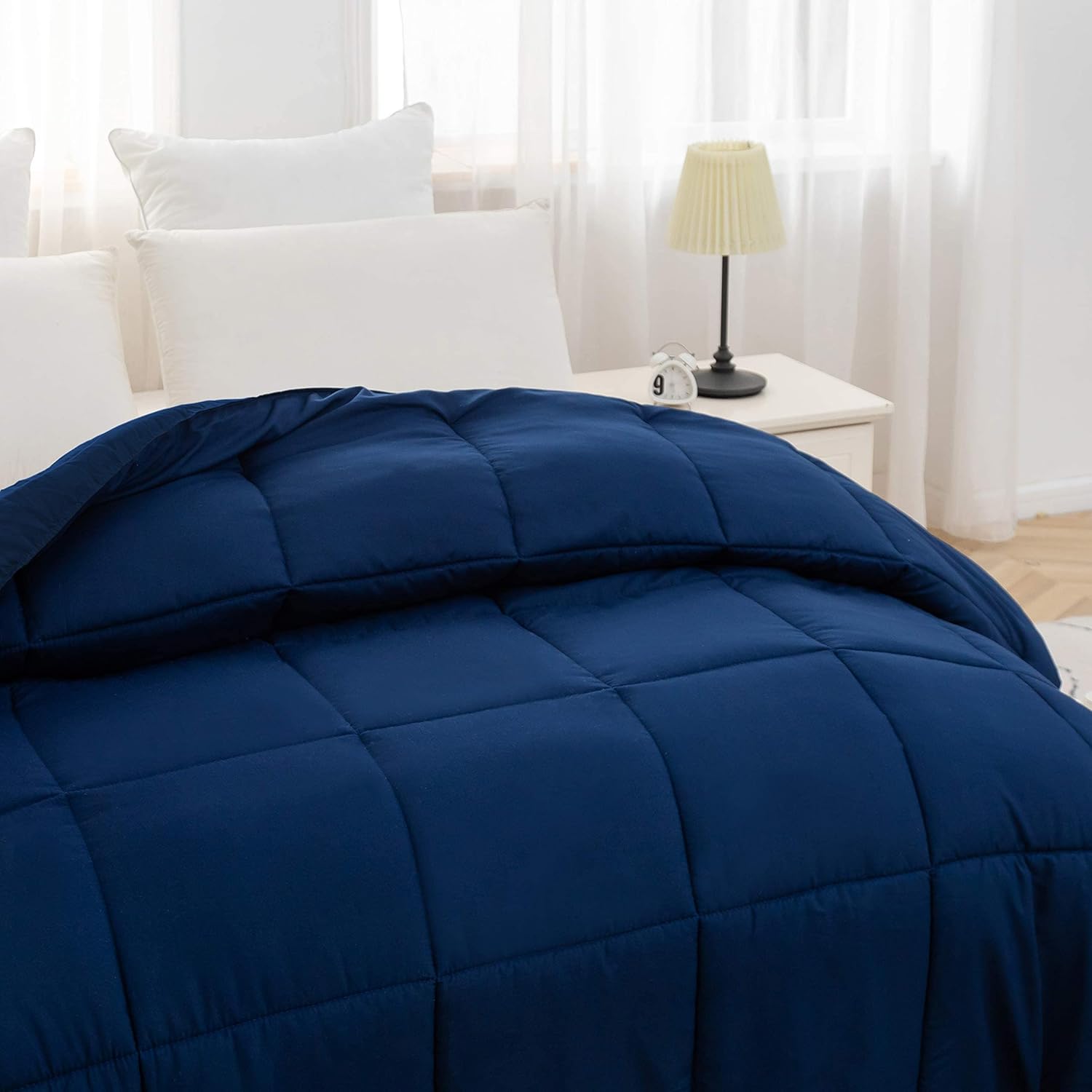AYSW Comforter Only Brushed Microfiber Ultra Warm Fluffy Duvet Lightweight Twin Size for All Season Navy Blue 2