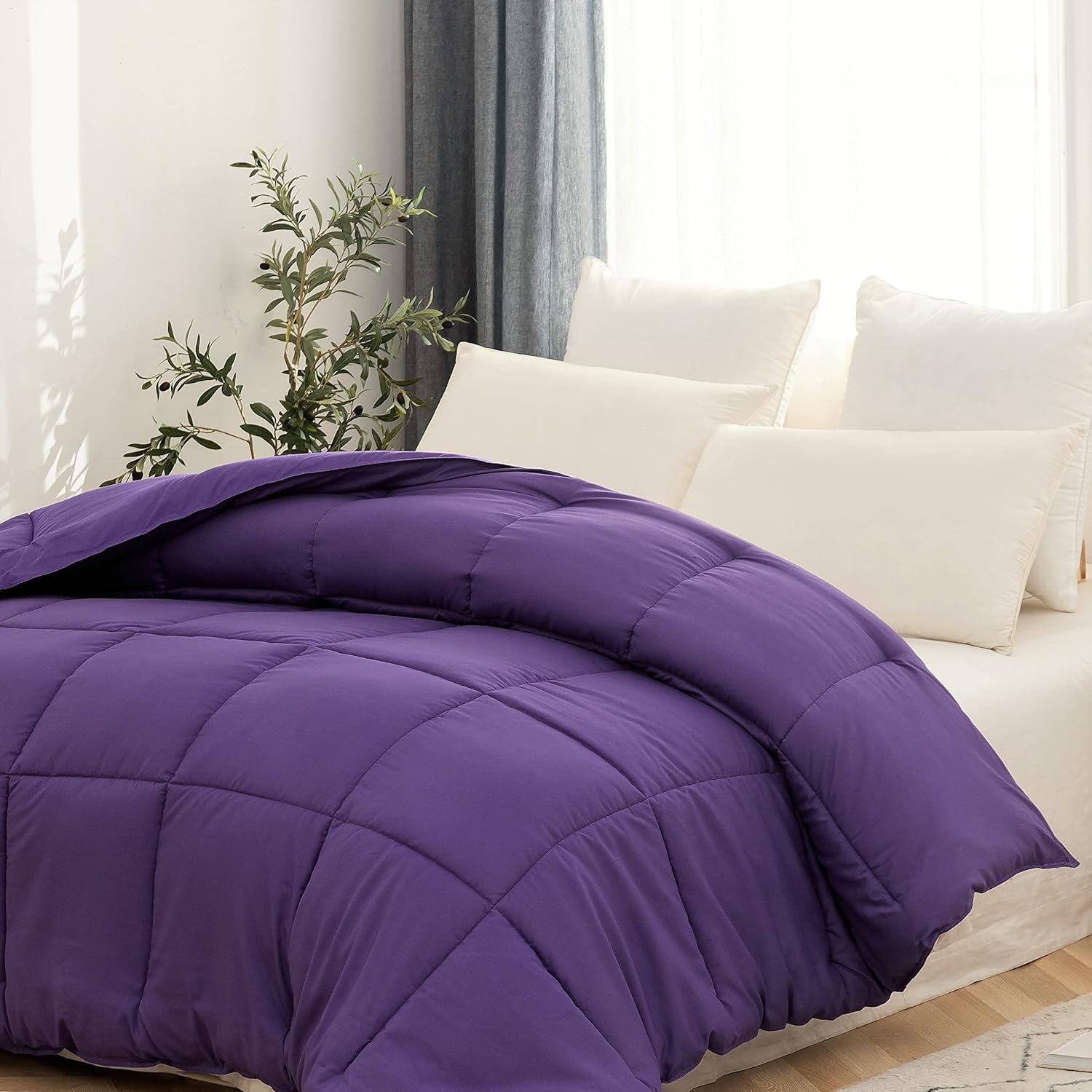 AYSW Comforter Only Twin Premium Cozy 1800 Brushed Microfiber Ultra Soft Warm Fluffy Duvet Lightweight Twin Size for All Season Purple 4