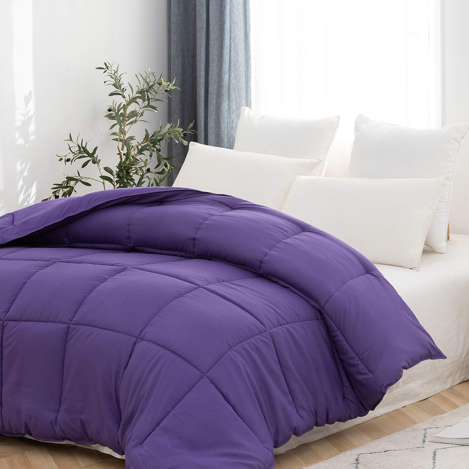 AYSW Comforter Brushed Microfiber Ultra Soft Fluffy Duvet Only Lightweight Summer Comforter Queen Size for All Season Purple 5