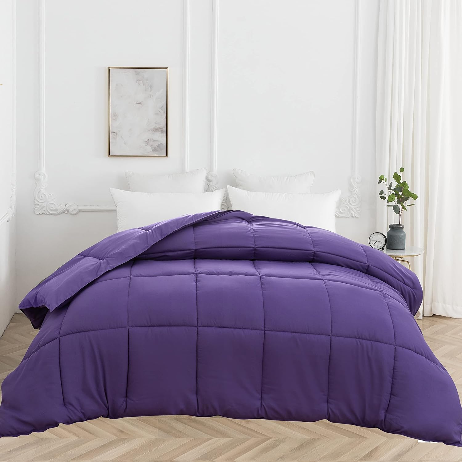 AYSW Comforter Brushed Microfiber Ultra Soft Fluffy Duvet Only Lightweight Summer Comforter Queen Size for All Season Purple 2