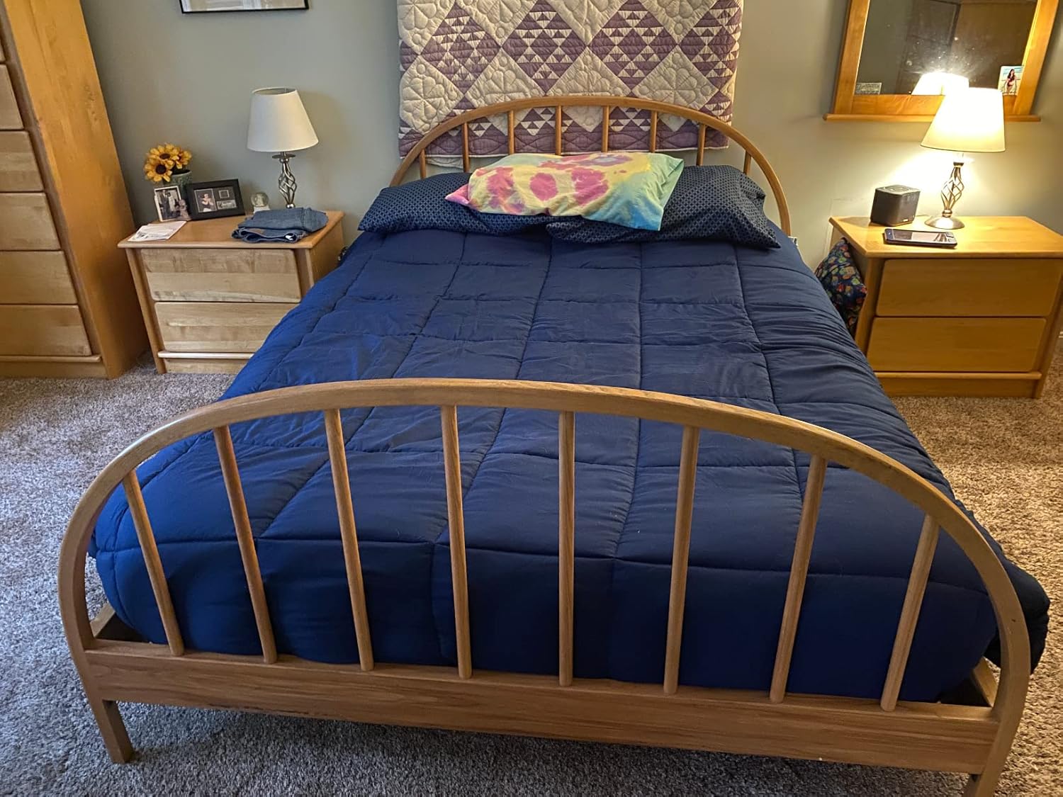 AYSW Comforter Only Brushed Microfiber Warm Fluffy Duvet Lightweight Queen Size for All Season Navy Blue 7