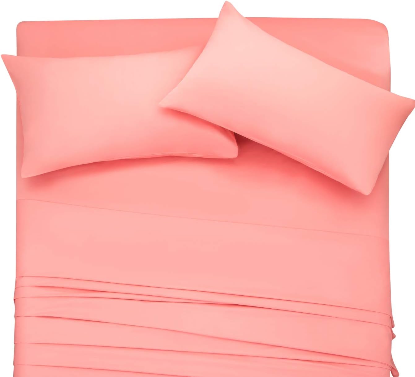 AYSW 300-Thread-Count 100% Cotton Sheet Set Pink Coral Queen 4-Piece Natural Cotton Luxury Bedding Sheets for Bed Breathable Soft & Silky Tight Woven Fits Mattress up to 16'' Deep Pocket 2