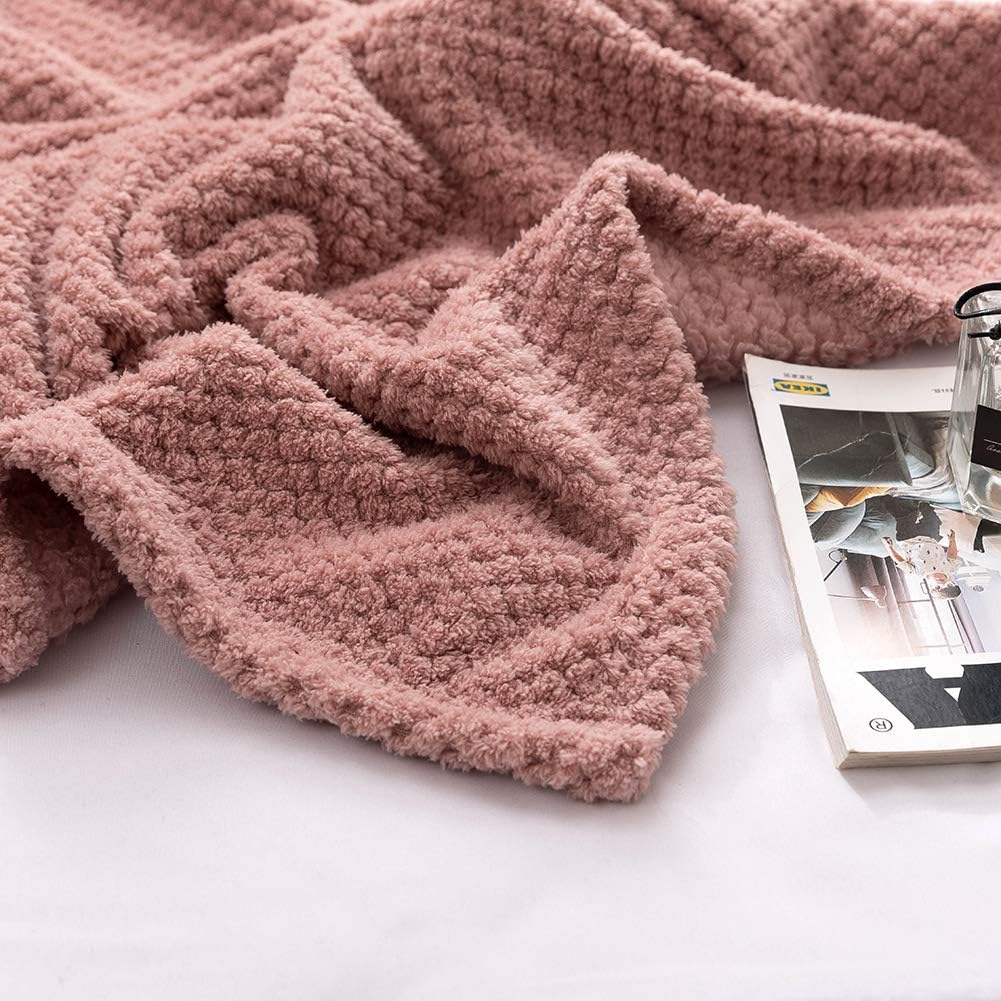 Blanket 150x200cm Pink Plaid Pompon Fleece Warm Soft Comfortable Bedspread Sofa Throw Fluffy thick flannel 6