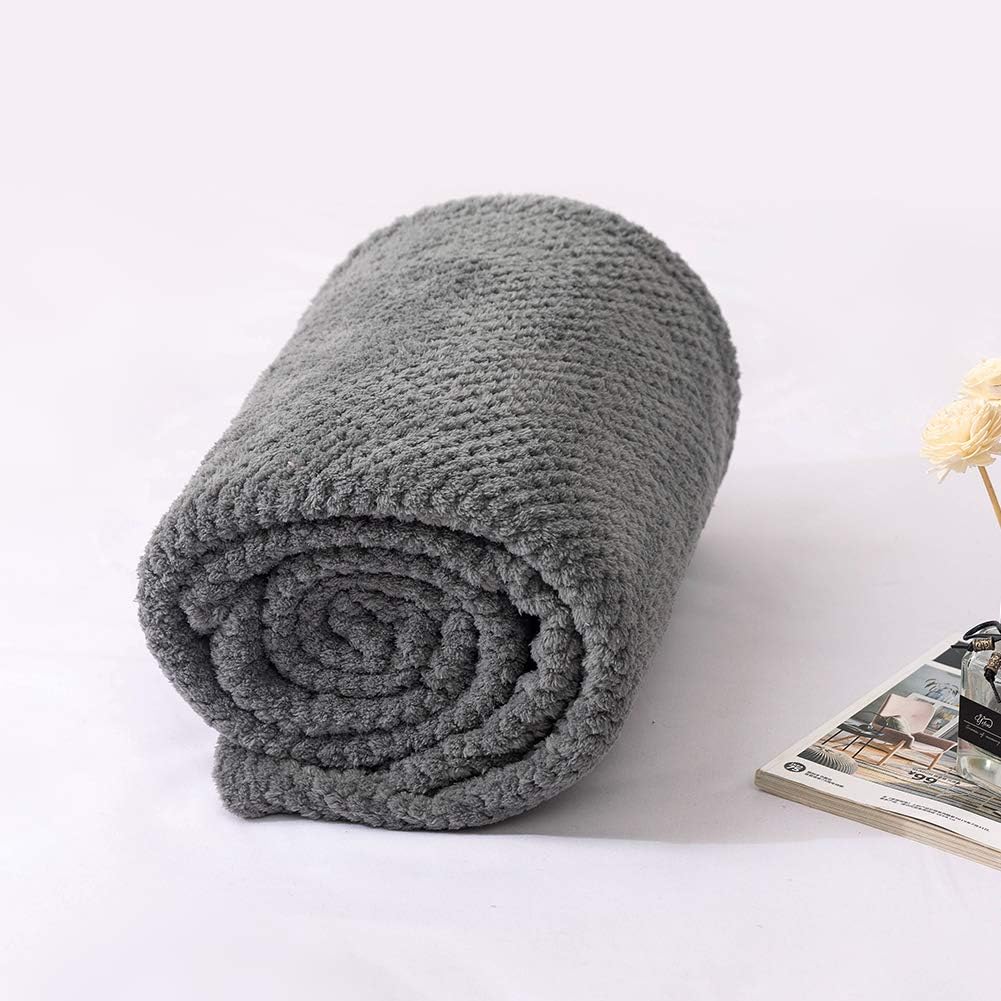 240GSM Kuscheldecke Wohndecke 220x240cm hochwertige Flauschige Waffelpique Decke Grau - weiche Microfaser Flanell Sofadecke 7