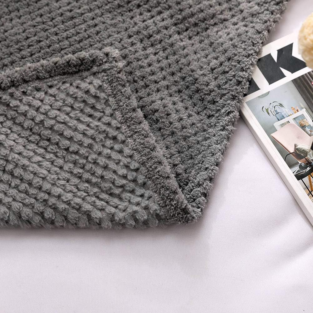 240GSM Kuscheldecke Wohndecke 220x240cm hochwertige Flauschige Waffelpique Decke Grau - weiche Microfaser Flanell Sofadecke 6
