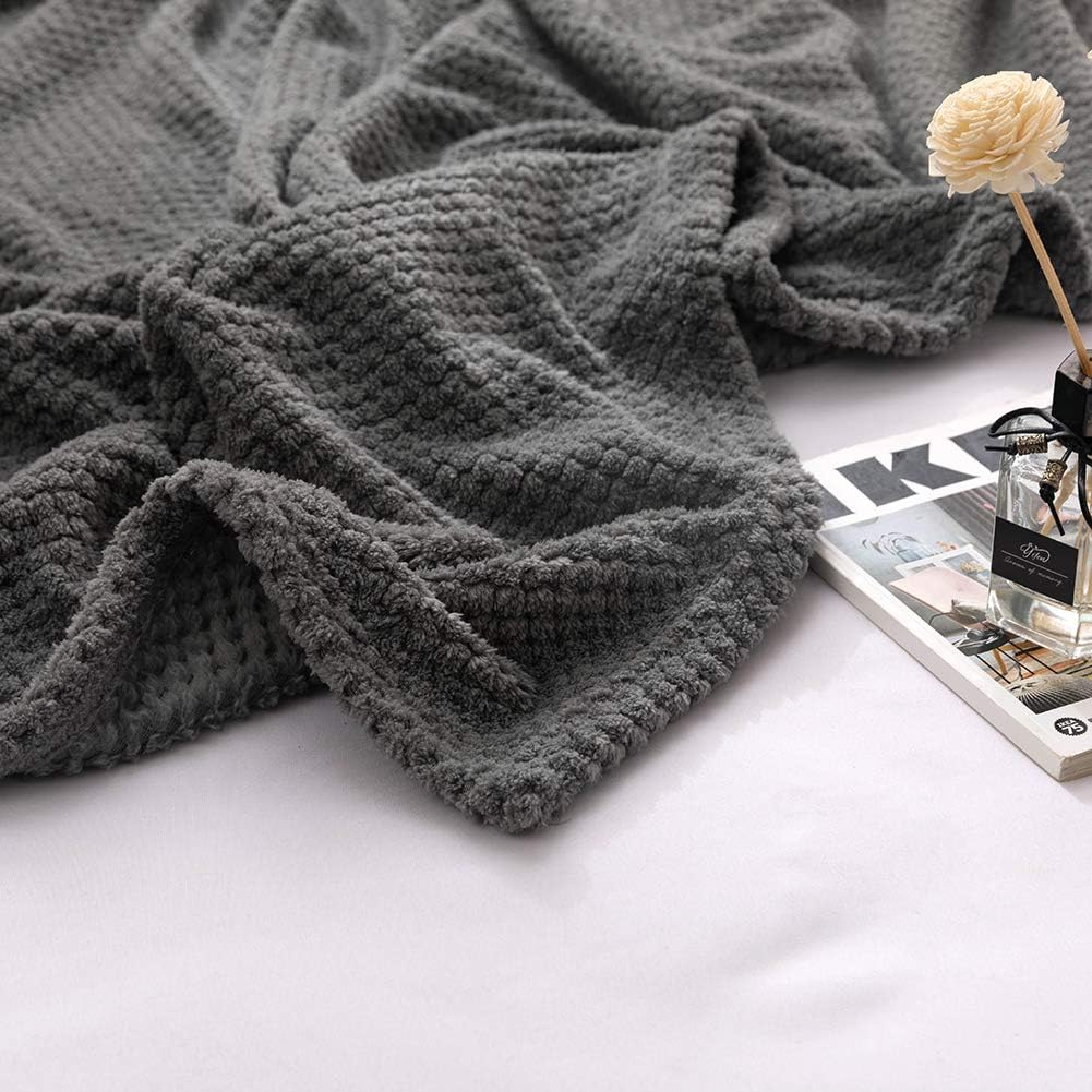 240GSM Kuscheldecke Wohndecke 220x240cm hochwertige Flauschige Waffelpique Decke Grau - weiche Microfaser Flanell Sofadecke 5