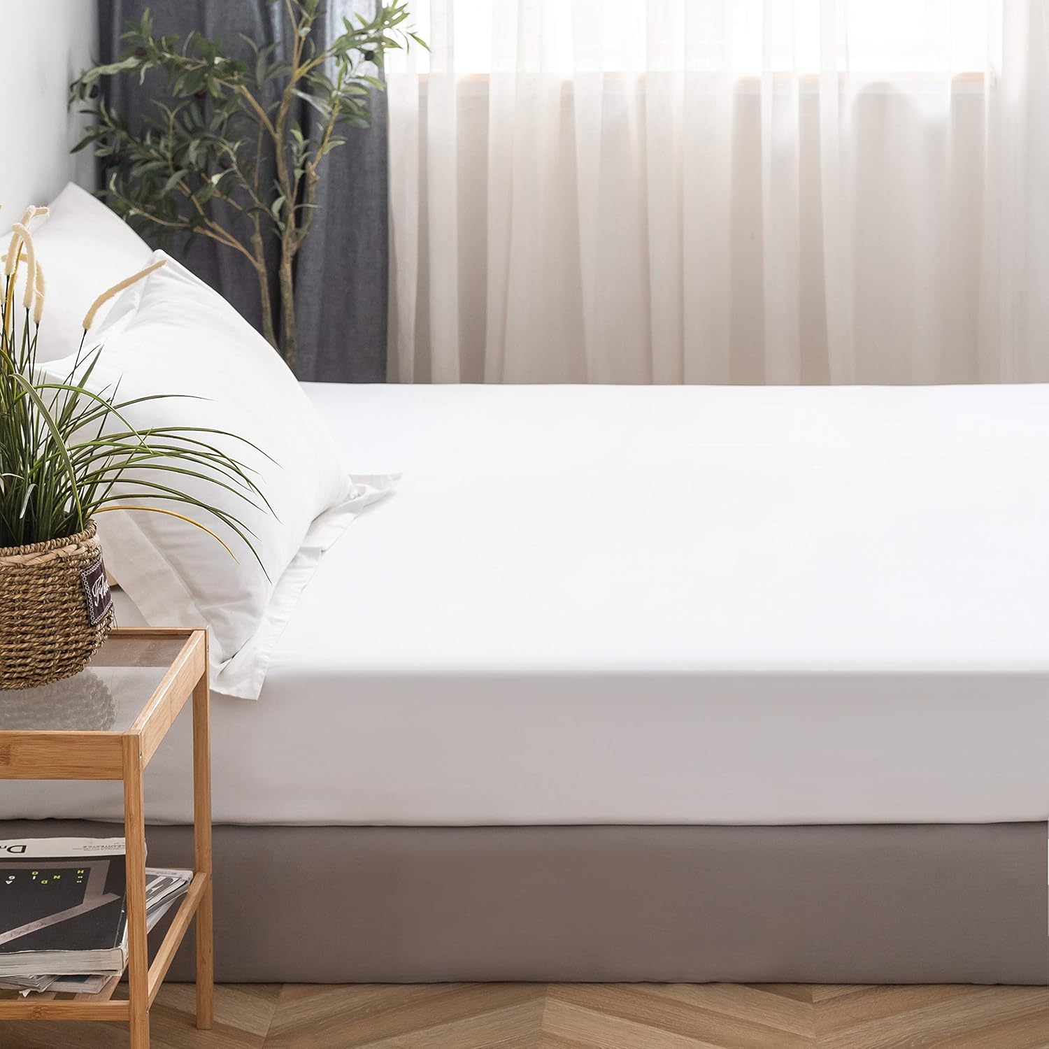 LS Fitted Bottom Sheet Only Premium Ultra-Soft Fade Resistant Brushed Microfiber Deep Pocket Full White 5