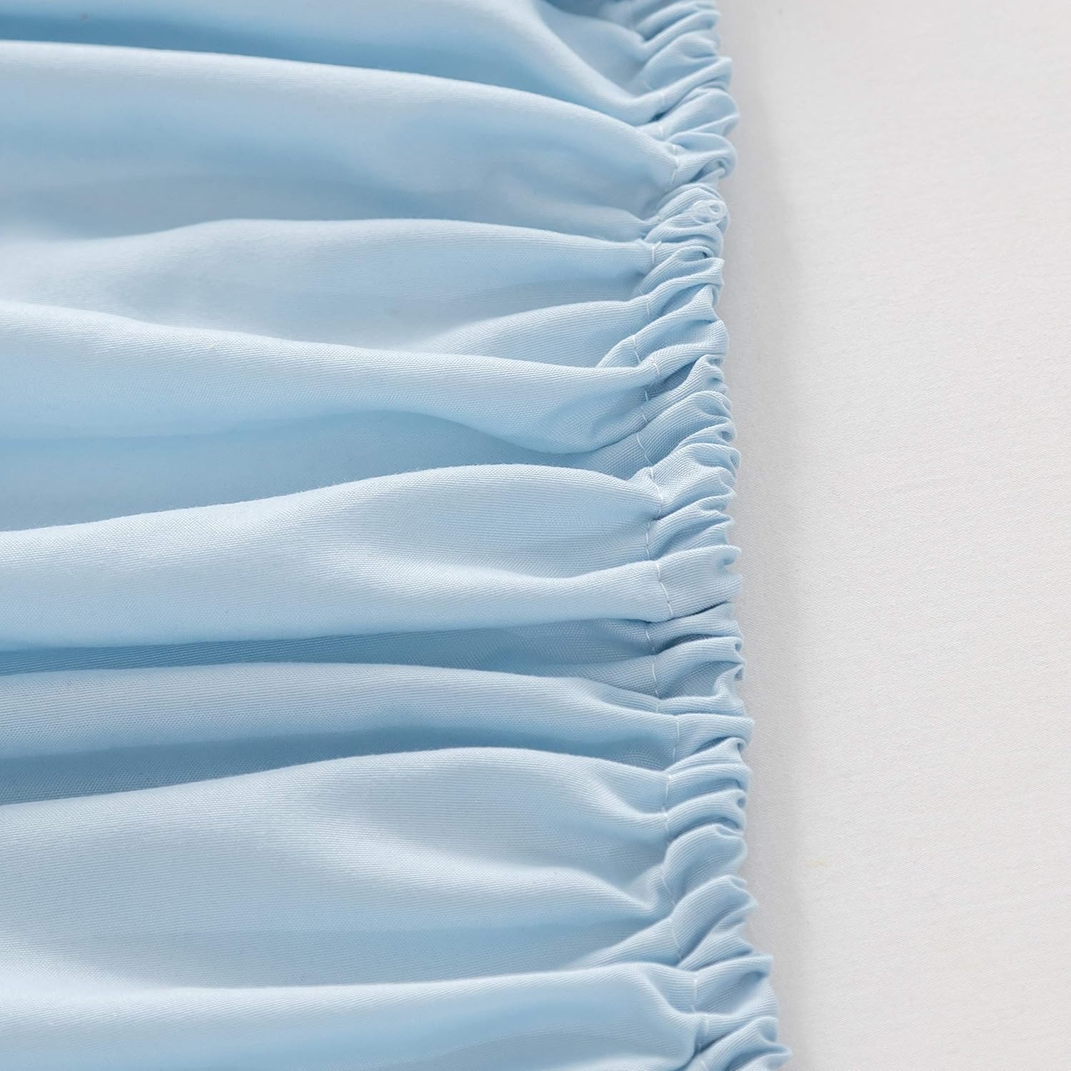 Fitted Bottom Sheet Only Premium 1800 Ultra-Soft Fade Resistant Brushed Microfiber Deep Pocket Full Light Blue 8