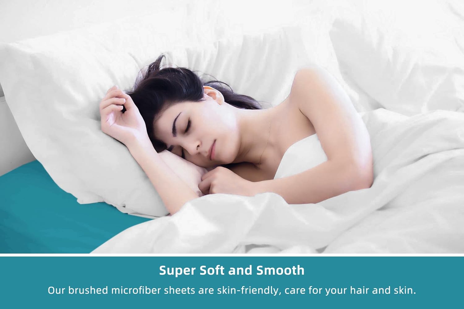 Fitted Bottom Sheet Only Premium 1813 Ultra-Soft Fade Resistant Brushed Microfiber Deep Pocket Full Teal 2