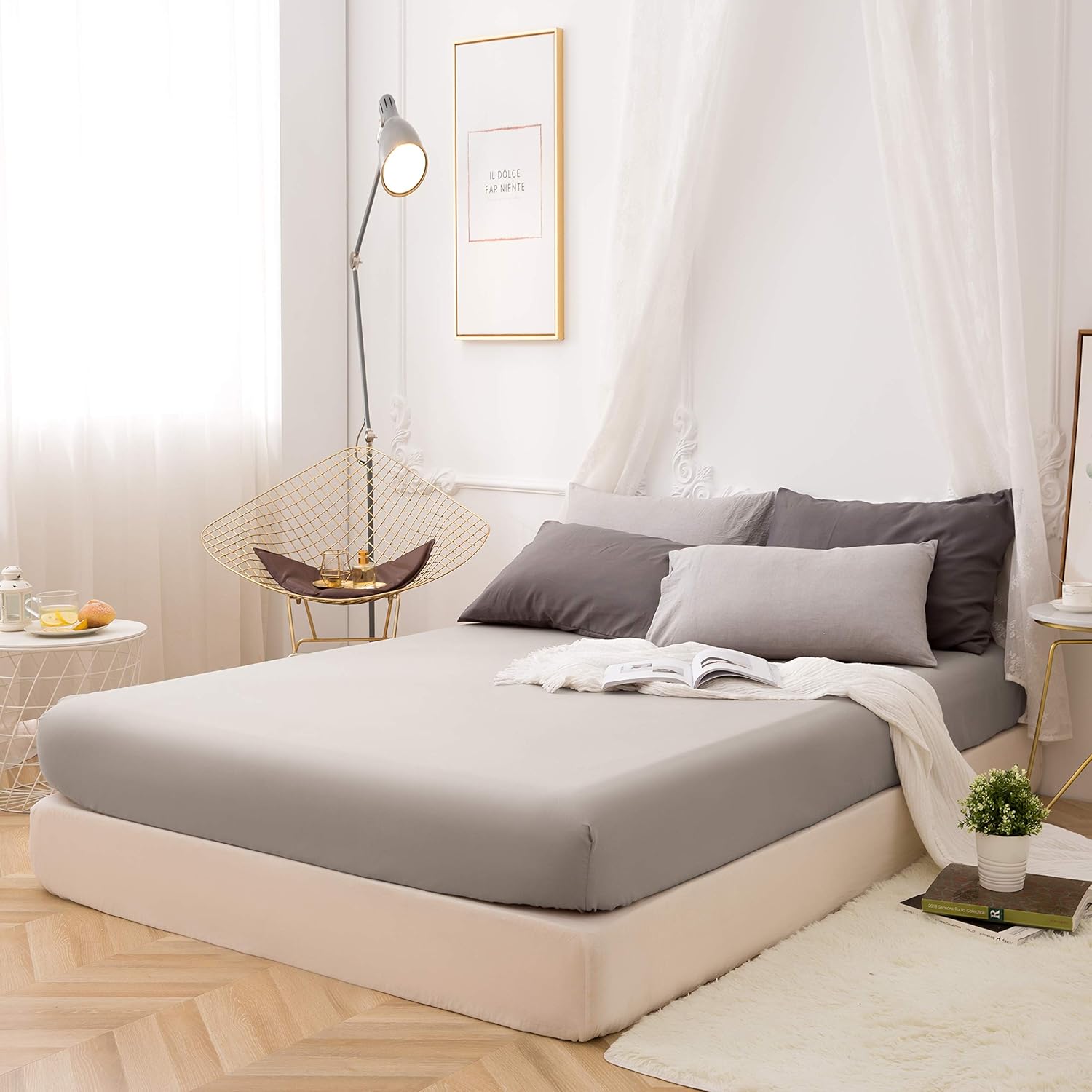Fitted Bottom Sheet Only Premium 1800 Ultra-Soft Fade Resistant Brushed Microfiber Deep Pocket Full Khaki 2