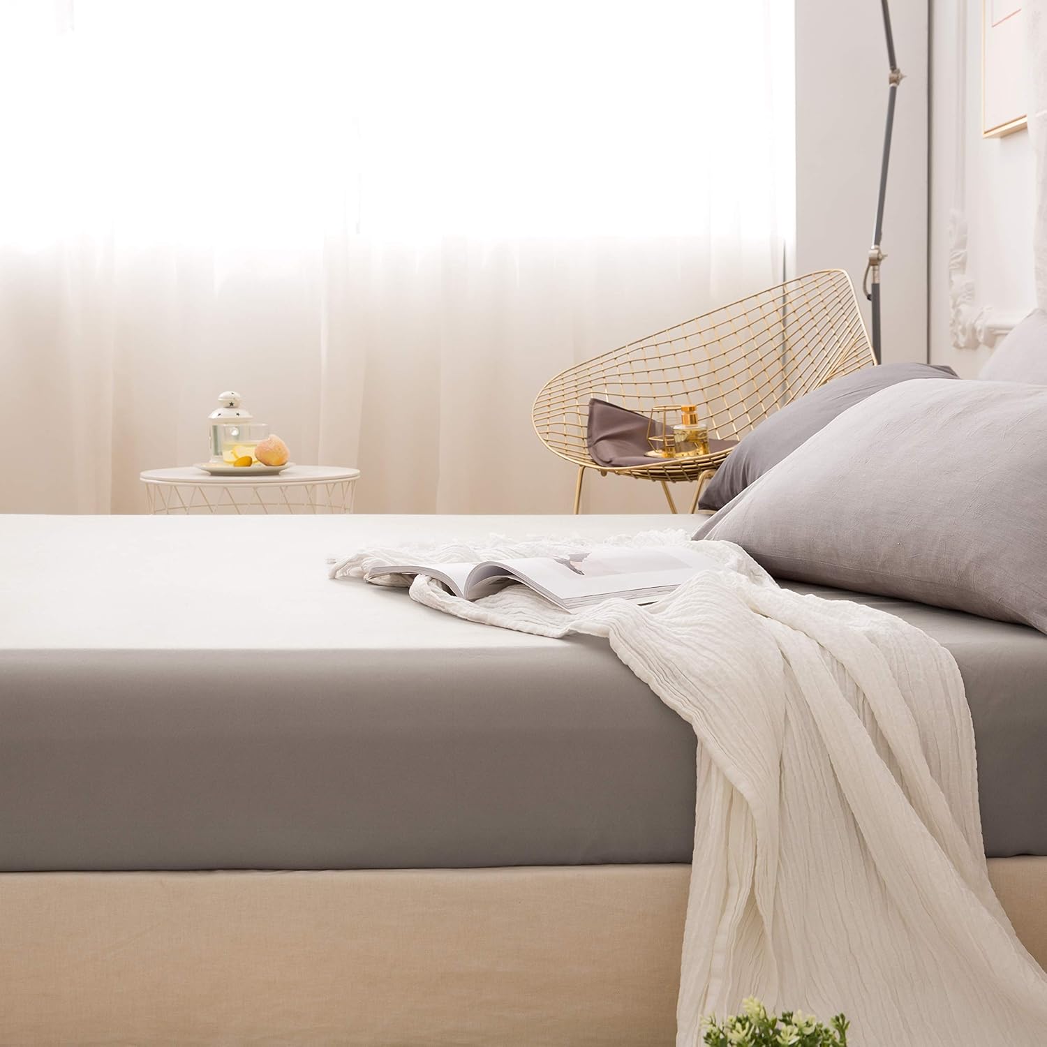 Fitted Bottom Sheet Only Premium 1800 Ultra-Soft Fade Resistant Brushed Microfiber Deep Pocket Full Khaki 5