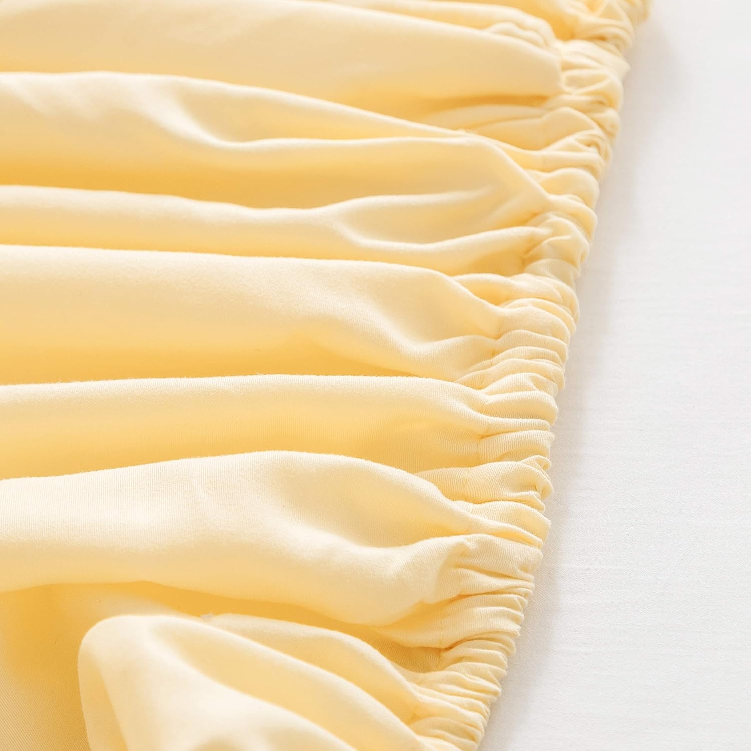LS Fitted Bottom Sheet Only Premium 1800 Ultra-Soft Fade Resistant Brushed Microfiber Deep Pocket Full Yellow 8