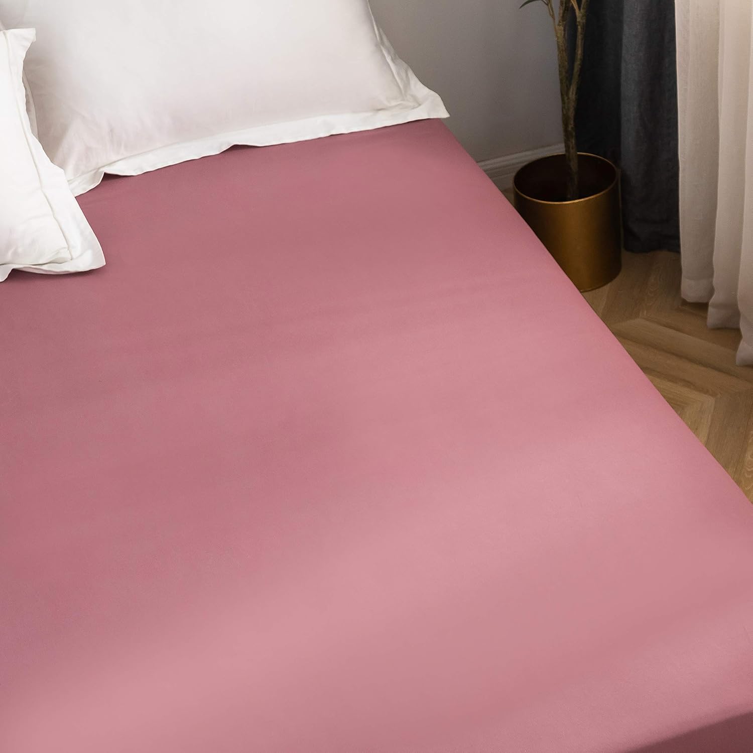Fitted Bottom Sheet Only Premium 1800 Ultra-Soft Fade Resistant Brushed Microfiber Deep Pocket Full Vintage Pink 5