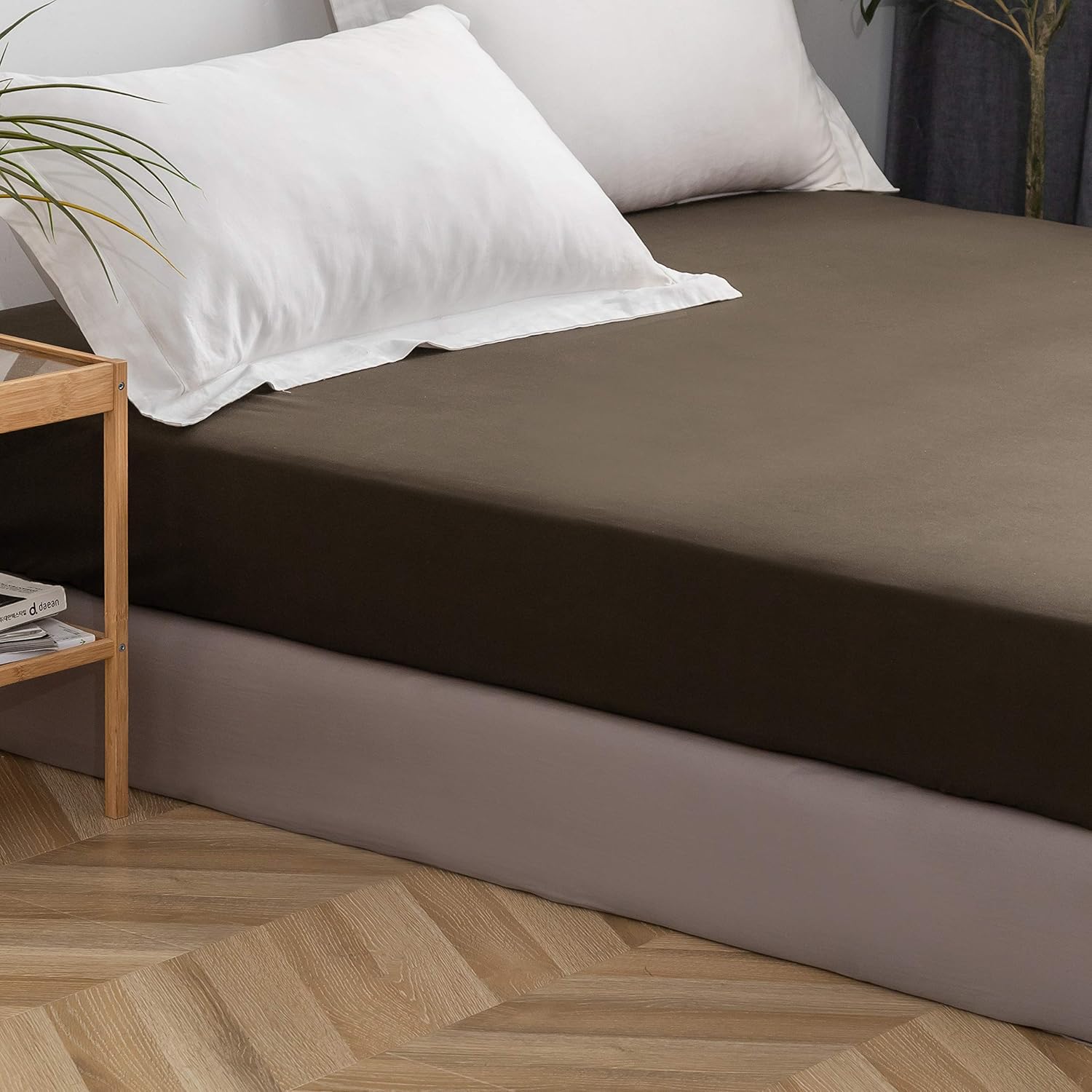 Fitted Bottom Sheet Only Premium 1812 Ultra-Soft Fade Resistant Brushed Microfiber Deep Pocket Full Coffee 5