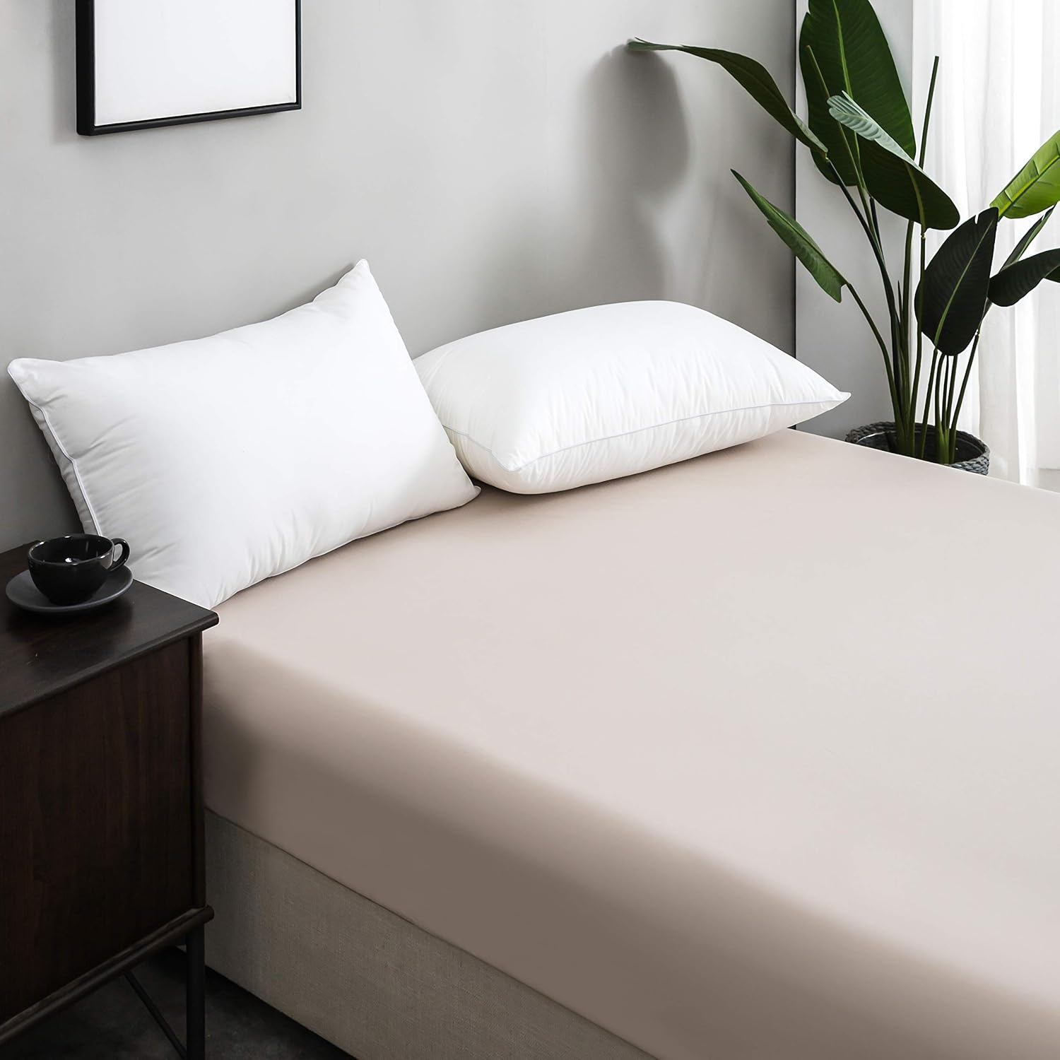 100% Baumwolle Beige Premium Spannbetttuch/Spannbettlaken 180x200-200x200 cm, für Kinder und Erwachsene 4