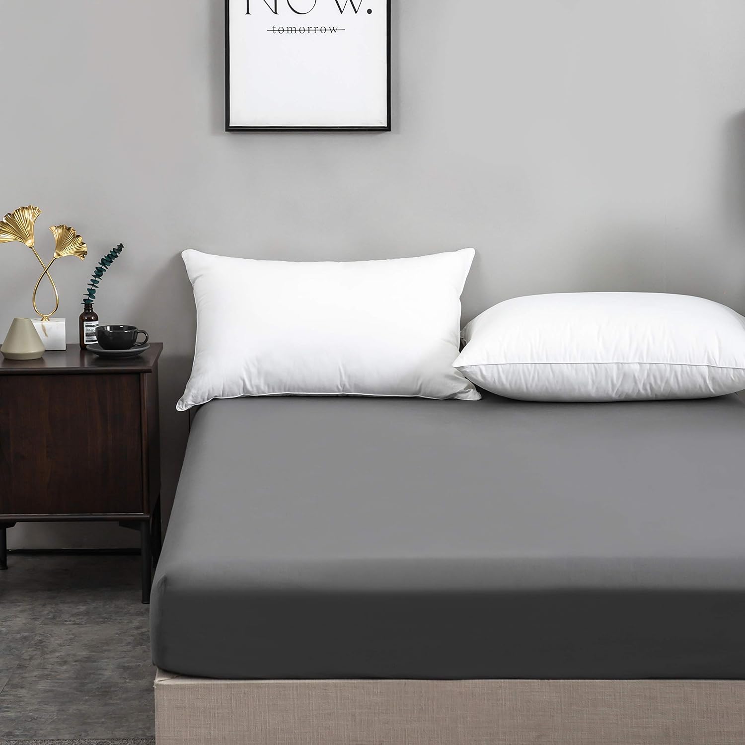 100% Cotton Dark Grey Premium Fitted Sheet/Fitted Sheet 140x200-160x200 cm, for children and adults 2