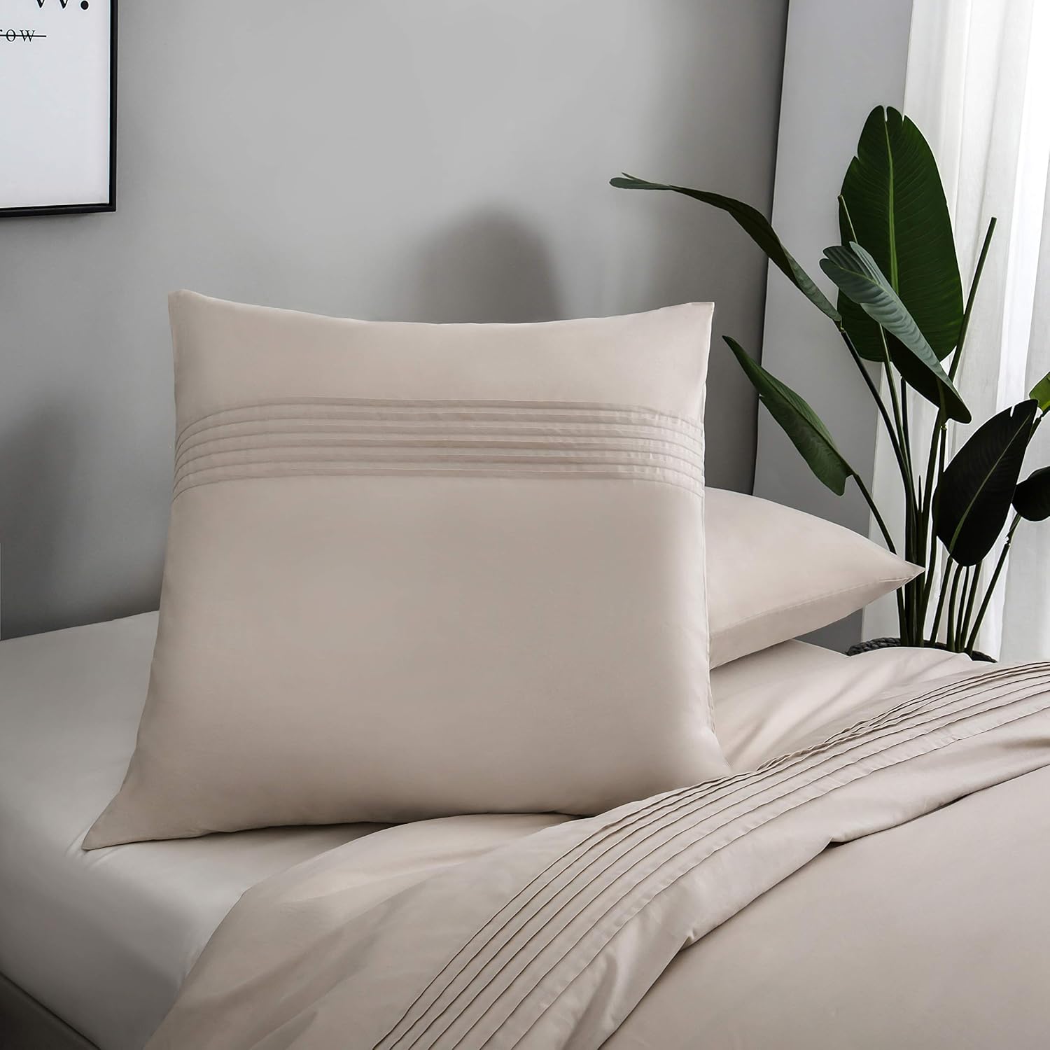 3 PC. Bedding Cotton with crinkle effect 1 duvet cover 200x200cm + 2 pillowcase 80x80cm Beige 5