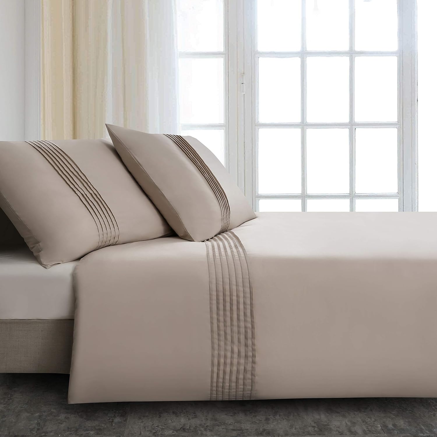 3 PC. Bedding Cotton with crinkle effect 1 duvet cover 200x200cm + 2 pillowcase 80x80cm Beige 3