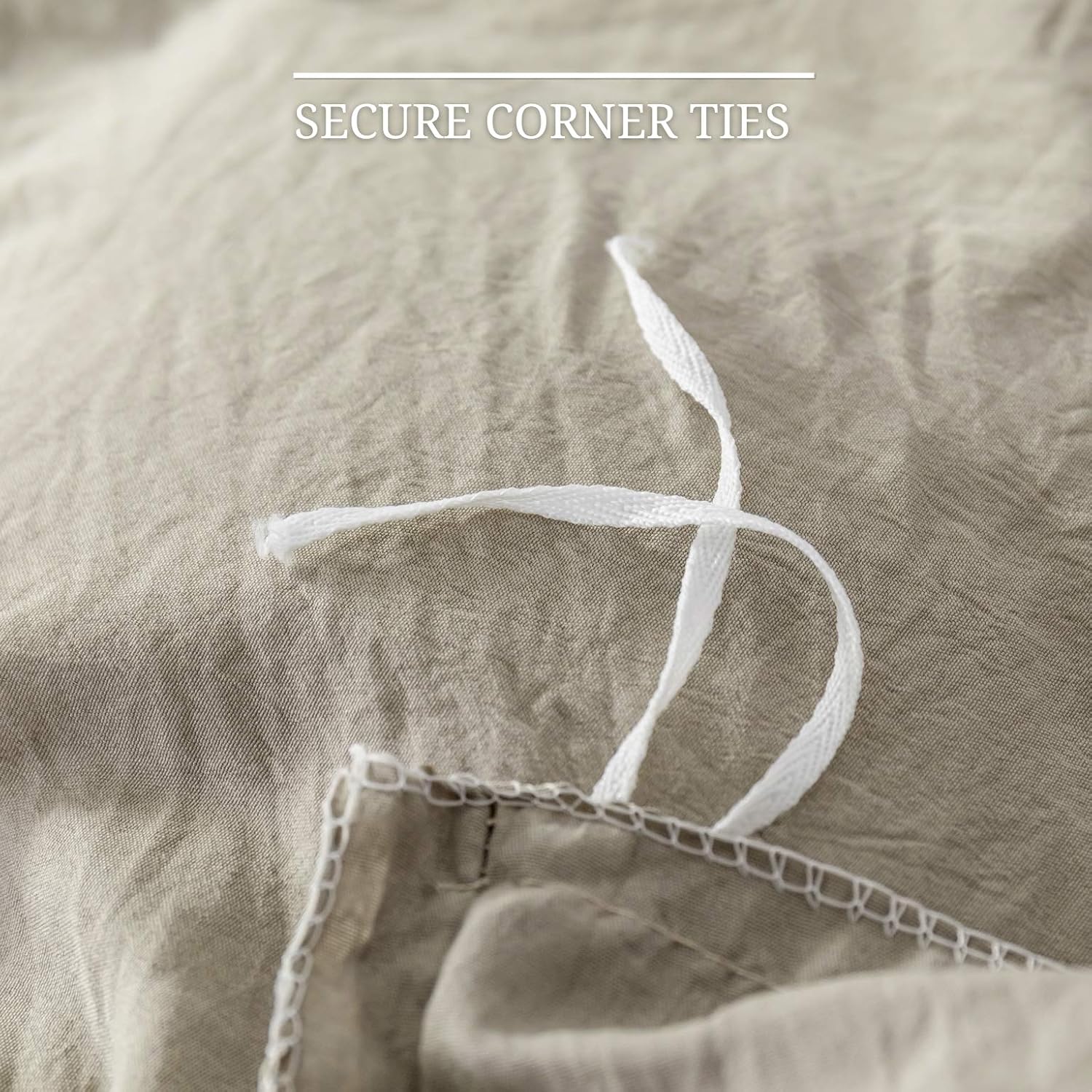 Zippered Duvet Cover Double Set with Zippered Pillowcases Bedding Set 50% Polyester 50% Cotton Beige + Light Grey 4