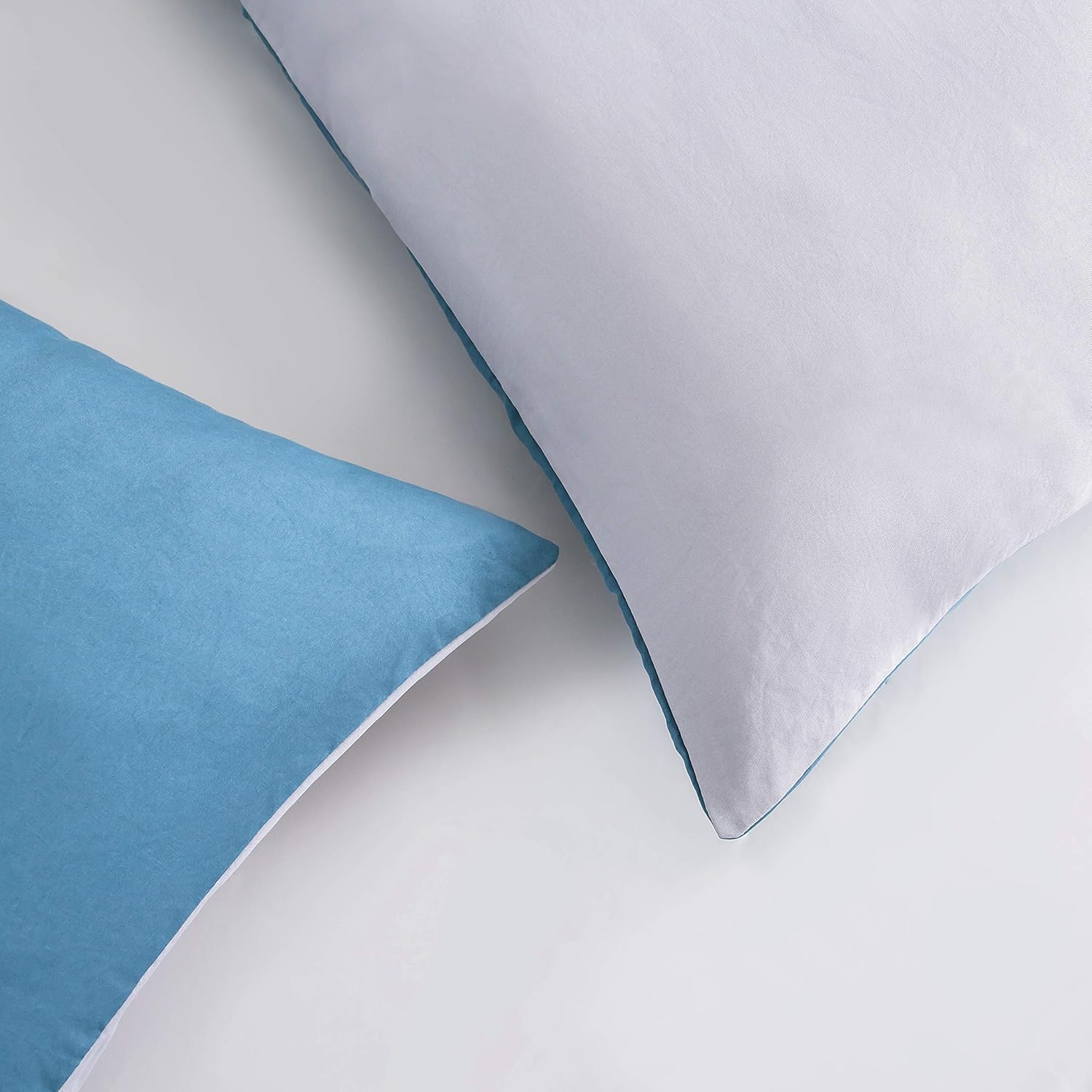 2-piece Bedding 50% Cotton with Zipper - 135x200cm and 80x80cm Pillowcase | Blue/light grey 5