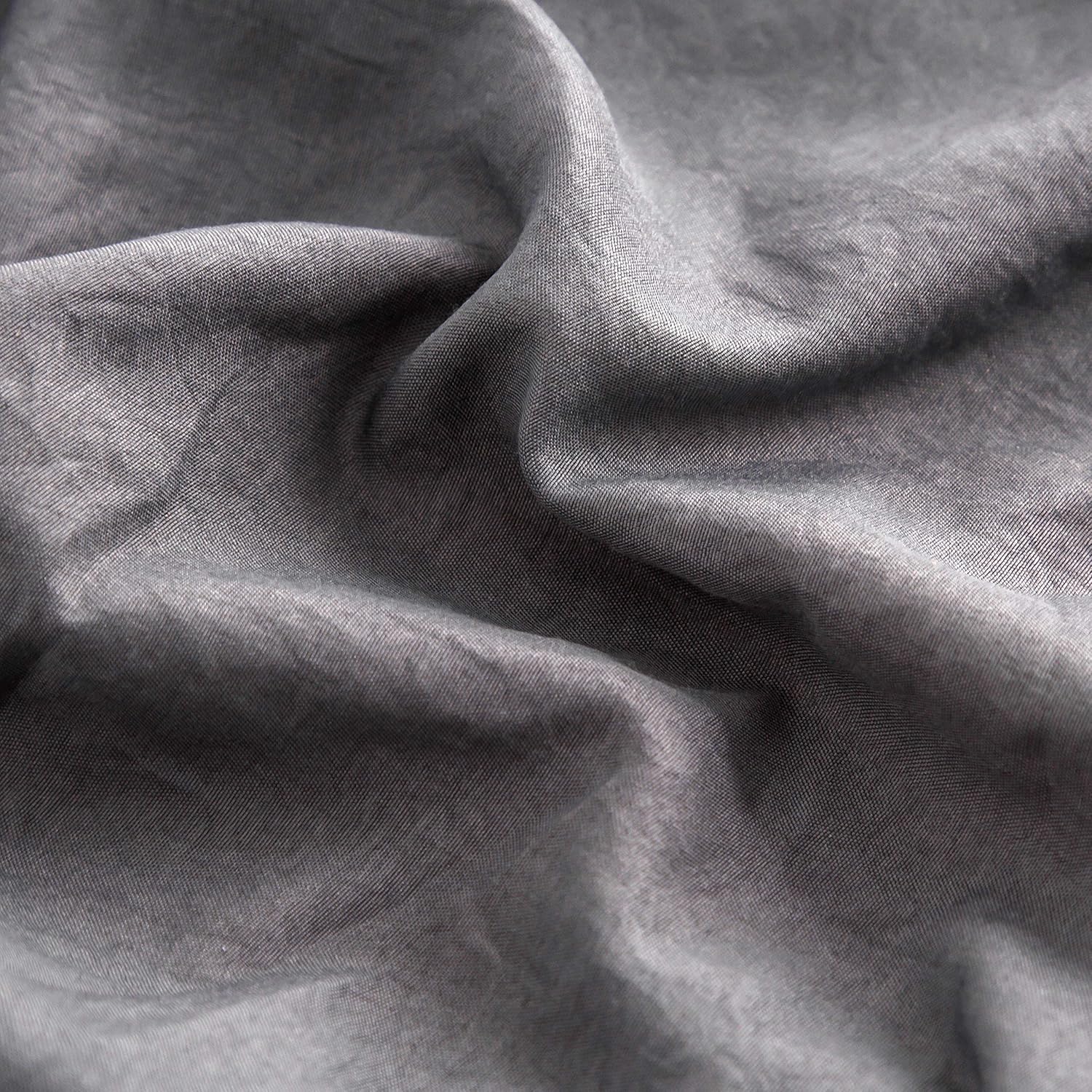 Bed Sheet Set Queen 4 Pieces Size 50% Cotton Washed Microfiber Super Soft and Breathable Bedding Comfortable Hypoallergenic Resistant Fade Wrinkle Resistant Light Gray/Dark Gray 3