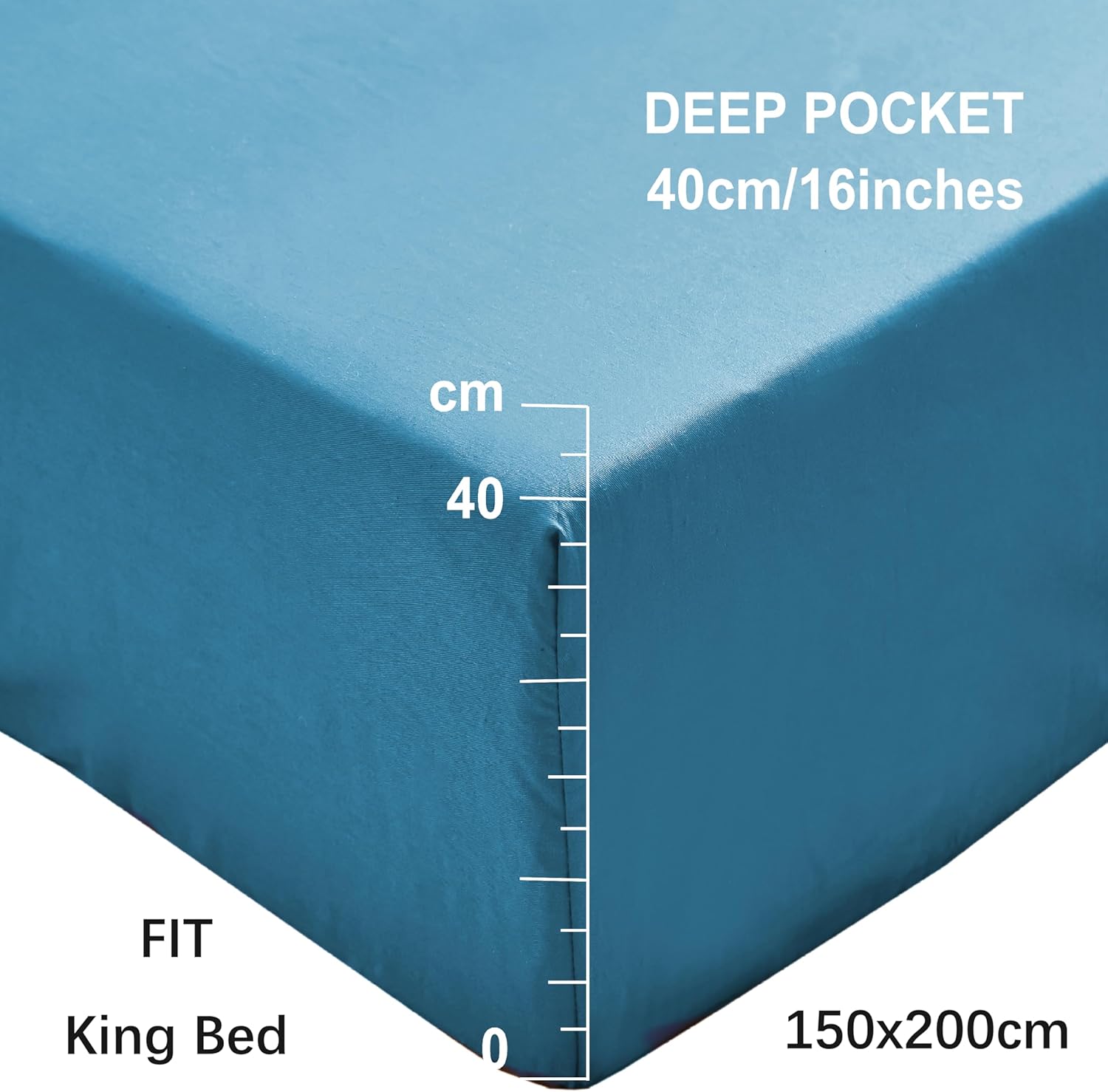 Ensemble de drap-housse chaud AYSW Taille King 16" Deep Pocket avec 1 drap et 2 taies d'oreiller Microfibre brossée Teal 4