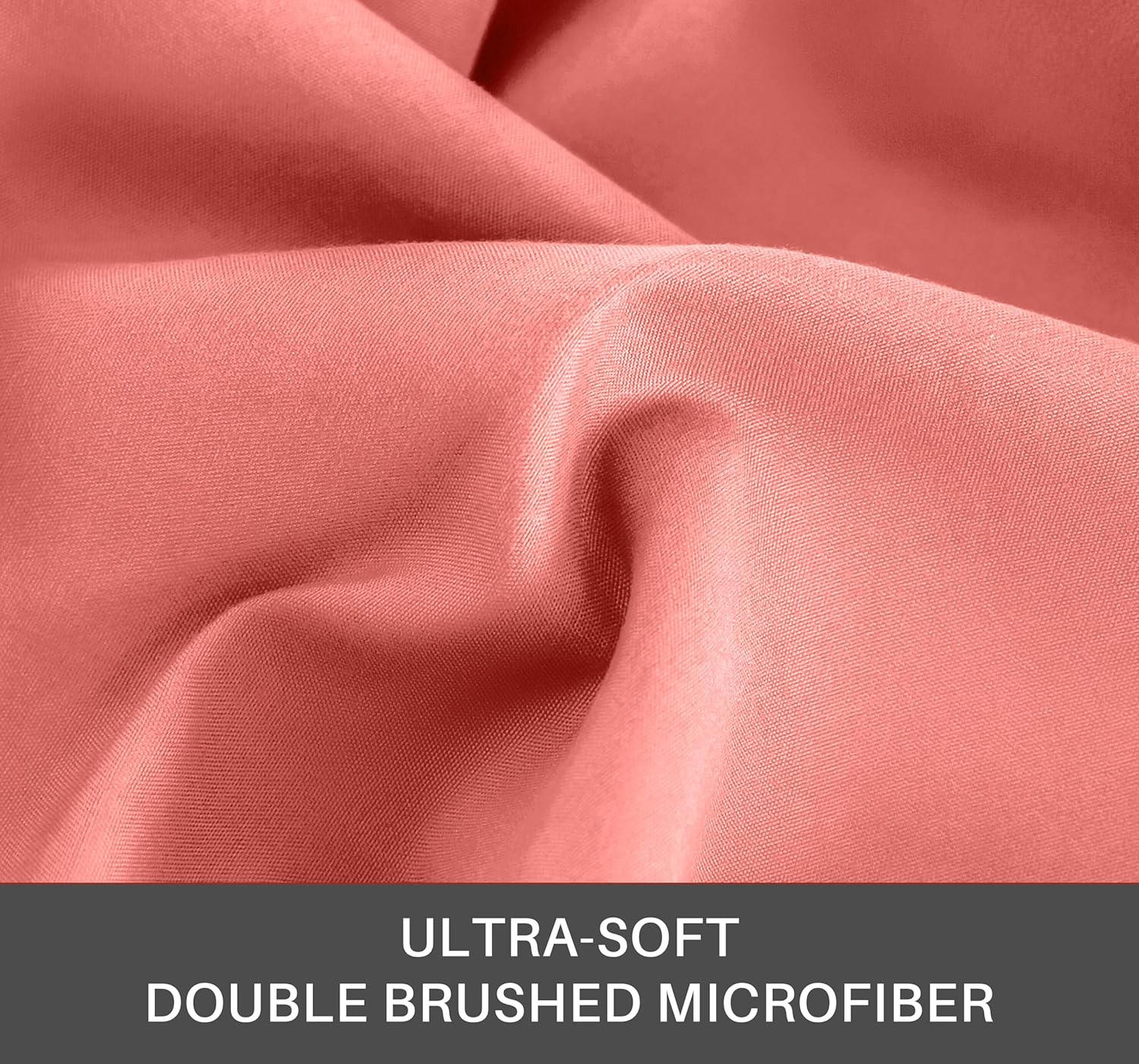 AYSW Queen Size Bed Sheet Set 4 Pieces - Double Brushed Microfiber - Soft Breathable and Fade Resistant - Coral 6
