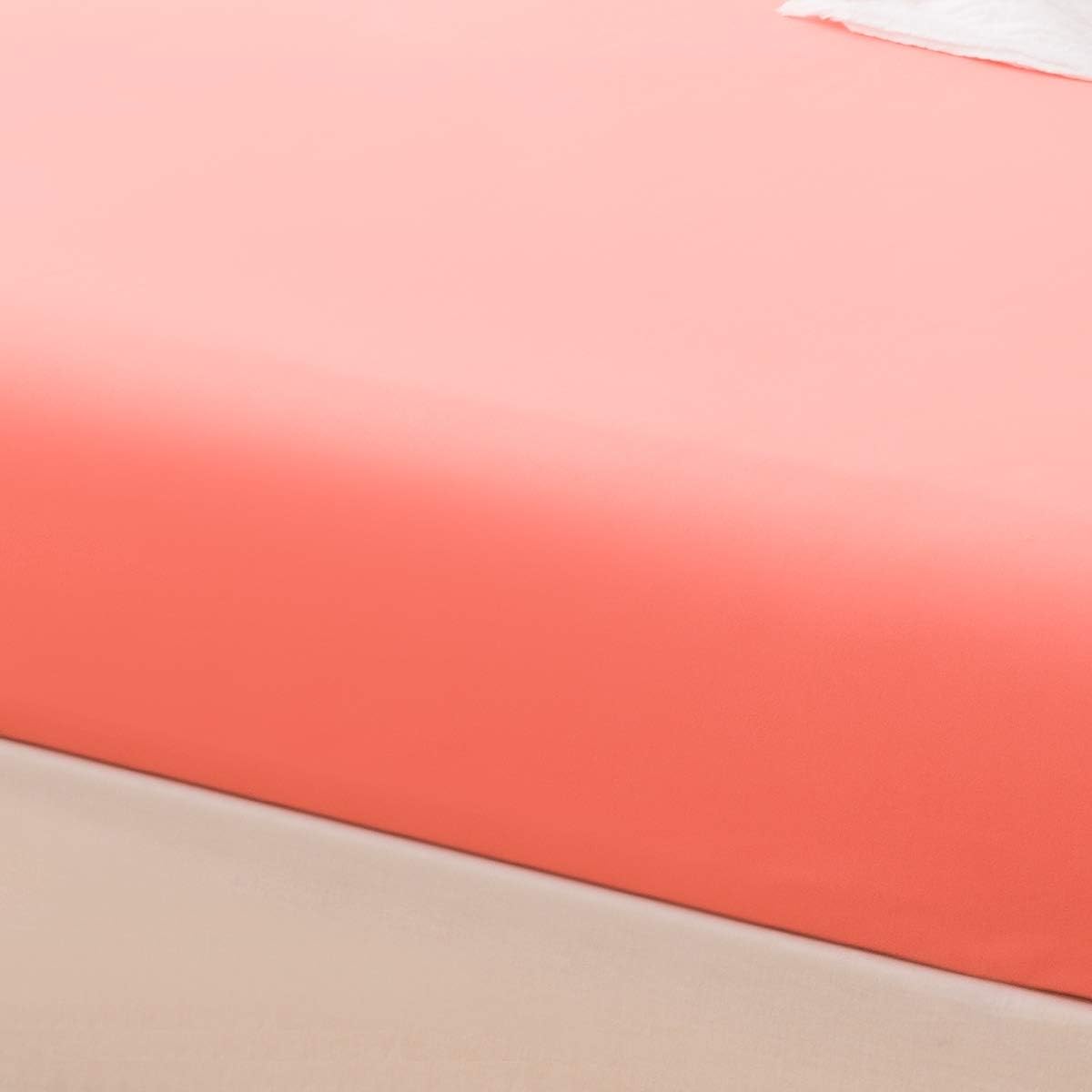 LS Fitted Bottom Sheet Only Premium 1800 Ultra-Soft Fade Resistant Brushed Microfiber Deep Pocket King Coral 5