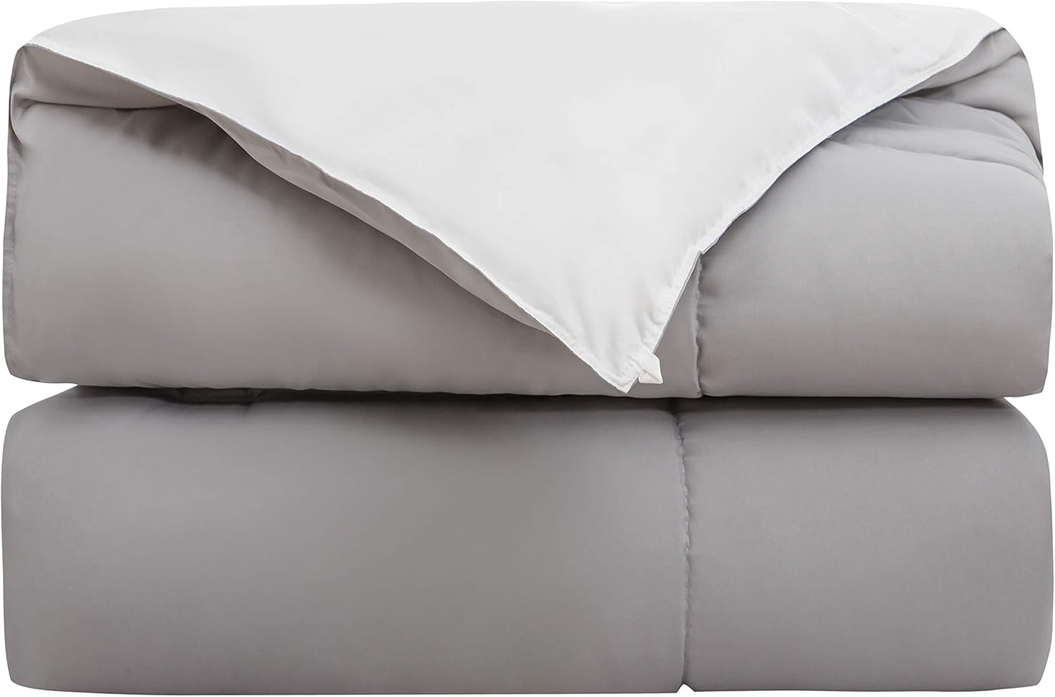 AYSW Two-Tone Duvet Warm in winter 450g/m² Thick 220x240cm Hypoallergenic Light Grey + White Reversible Bed Duvet 2 Person Comforter 5