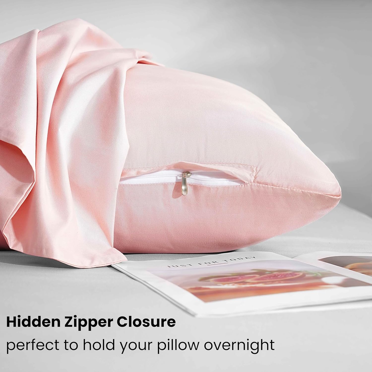 AYSW Zipper Pillowcase 2 Pieces Brushed Microfiber 1800 Hotel Quality Super Soft Pillow Cover No Shrinkage No Fade Pillow Protectors - Pink, Queen 5