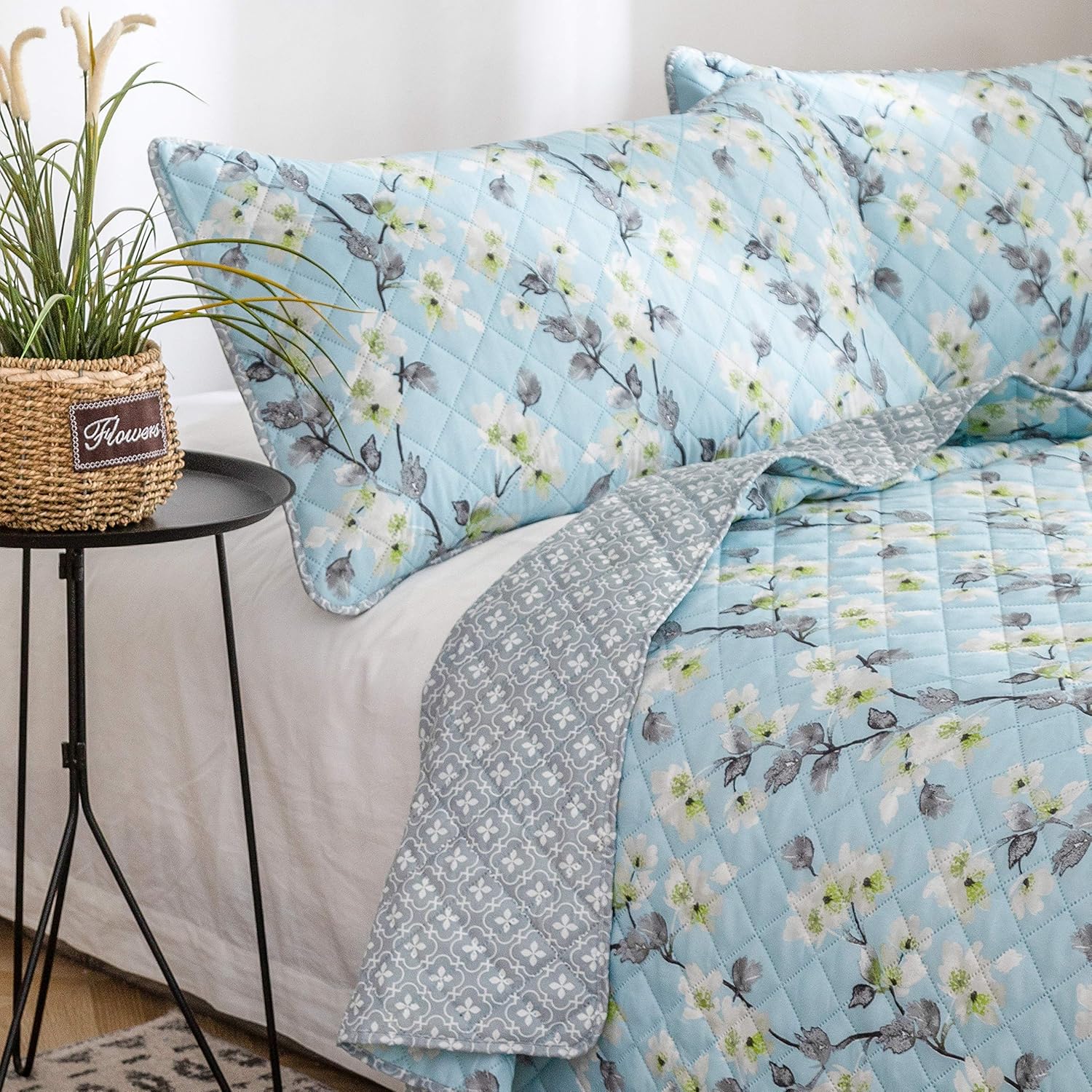 AYSW 2-piece Bedding 50% Cotton with Zipper - 135x200cm and 80x80cm Pillowcase | Old Rose/Grey 6