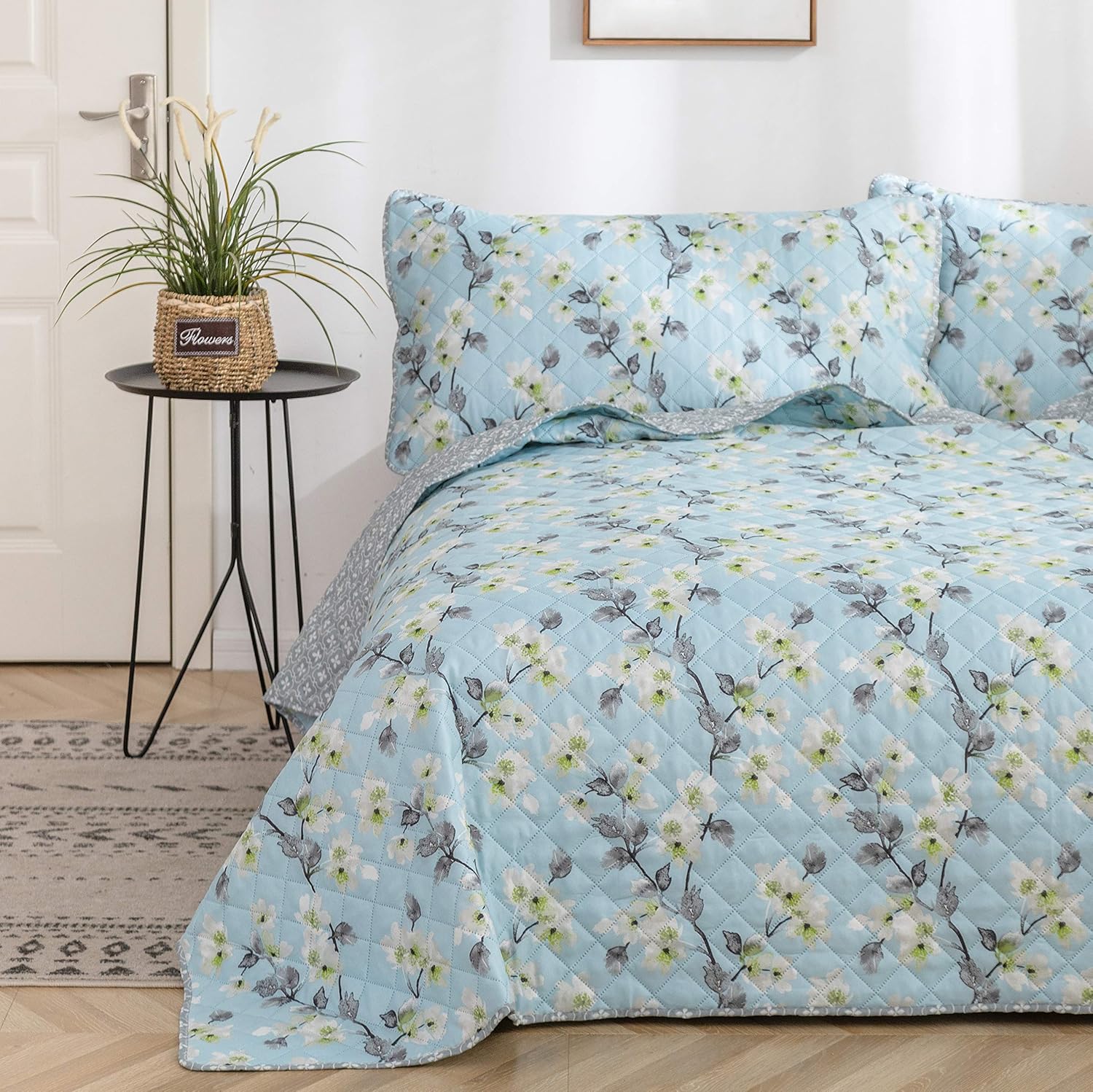AYSW 2-piece Bedding 50% Cotton with Zipper - 135x200cm and 80x80cm Pillowcase | Old Rose/Grey 2