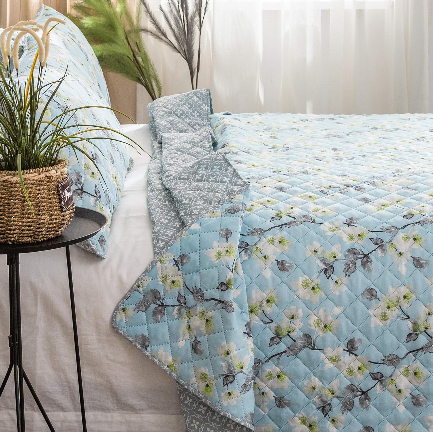 AYSW 2-piece Bedding 50% Cotton with Zipper - 135x200cm and 80x80cm Pillowcase | Old Rose/Grey 7