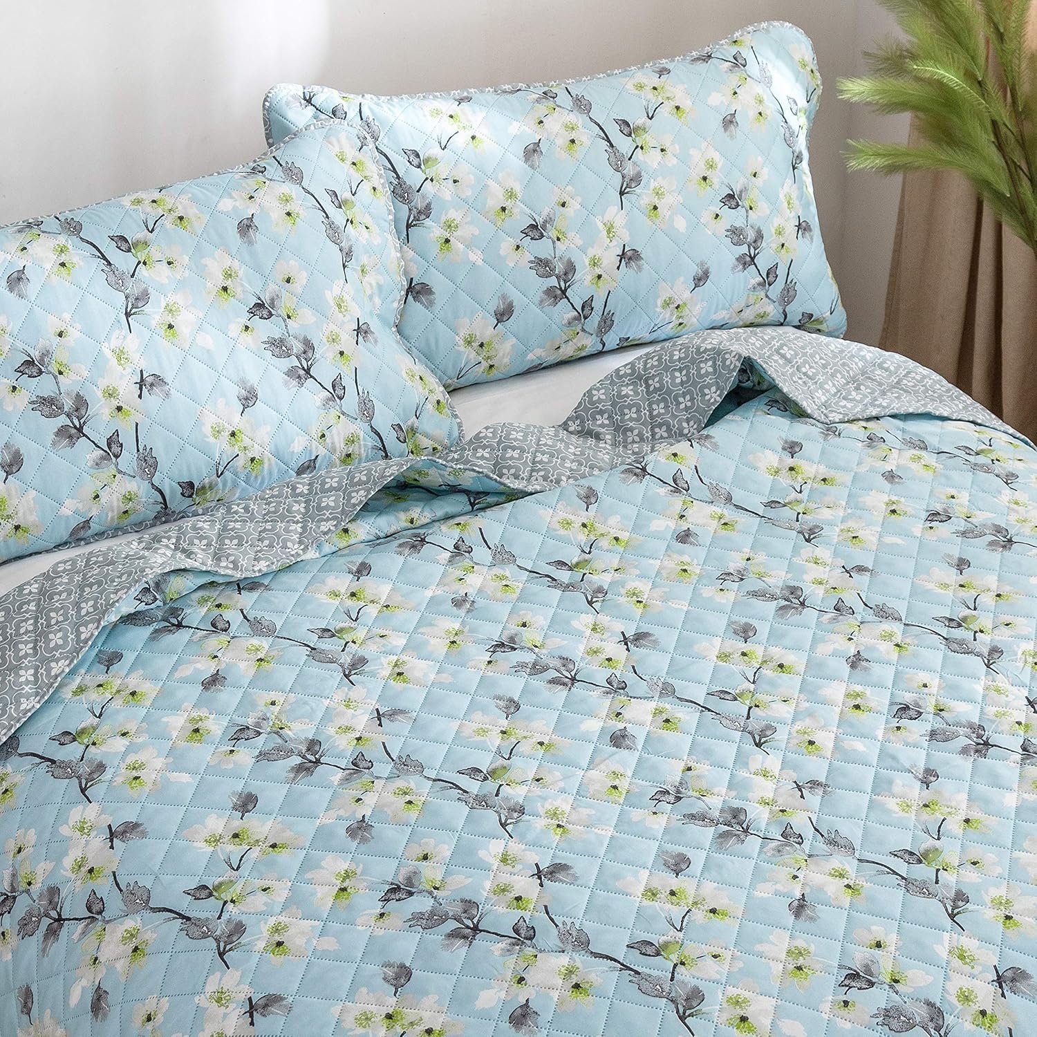 AYSW 2-piece Bedding 50% Cotton with Zipper - 135x200cm and 80x80cm Pillowcase | Old Rose/Grey 4