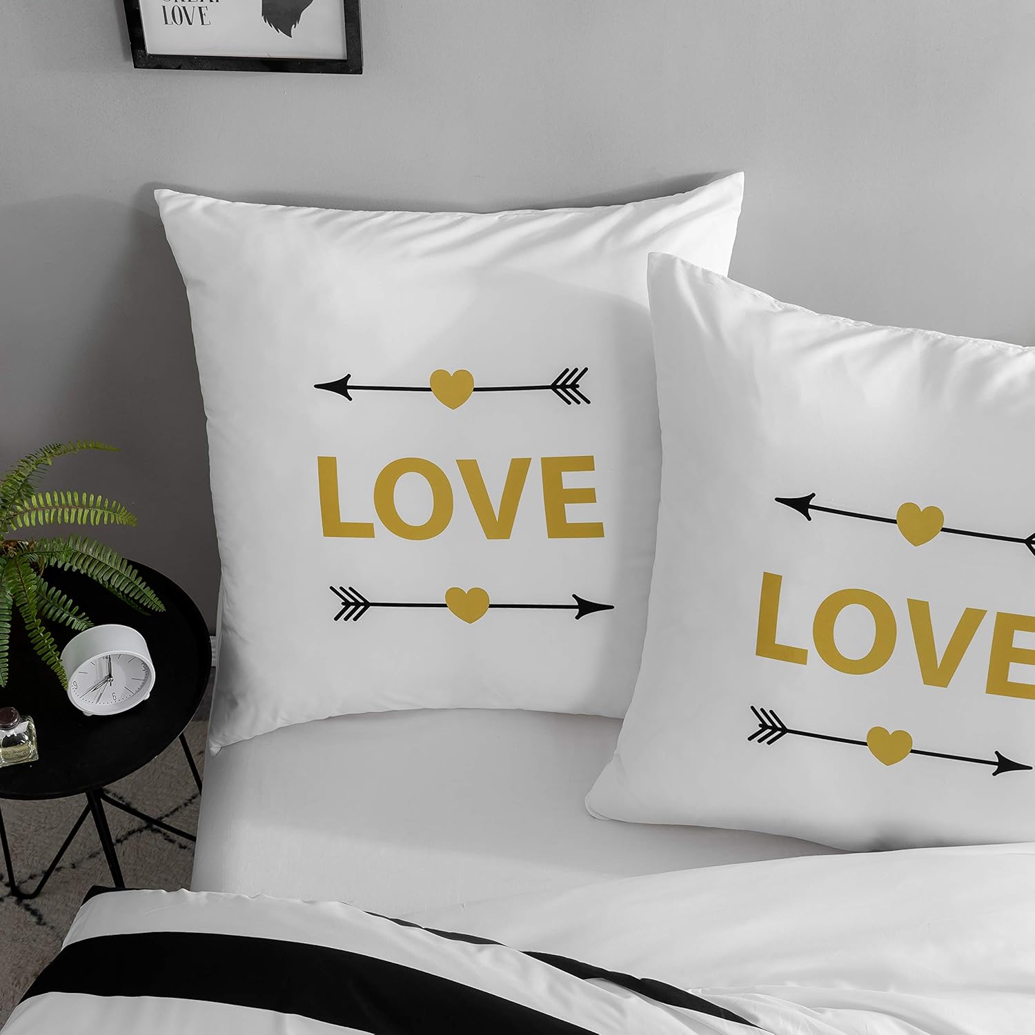 2-piece microfiber bedding 135x200cm +1 pillowcase 80x80cm Horizontal Black-white Stripes Love 3