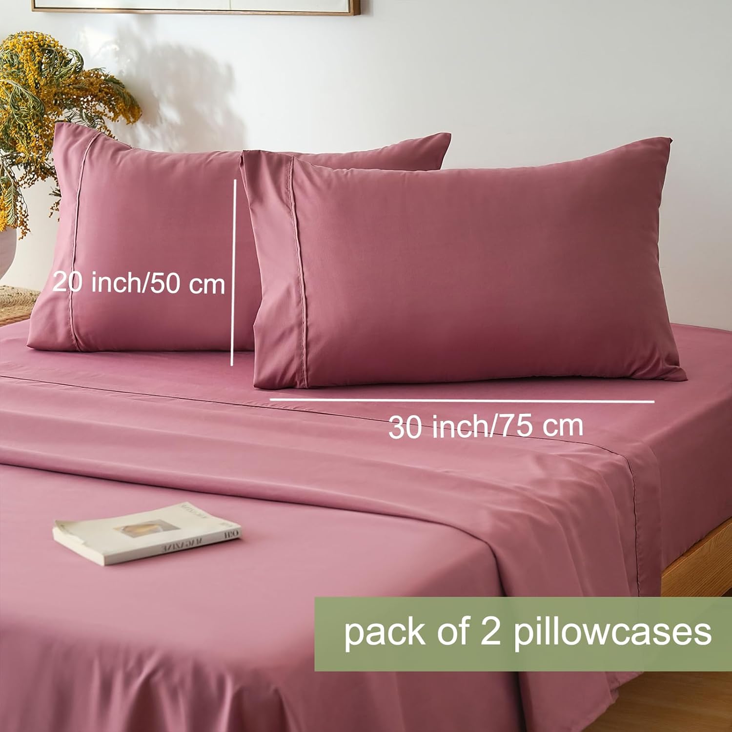 AYSW Bettlaken-Set 4 Teile Double Brushed Microfiber 1800 - Atmungsaktiv für jede Jahreszeit Luxuriös Weiche Bettwäsche - Full Vintage Pink 3