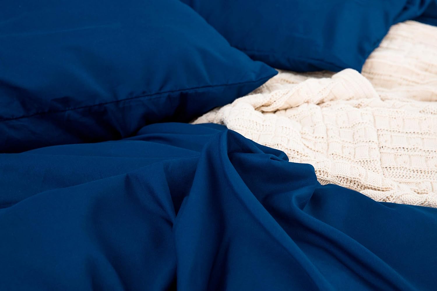 Bed linen brushed Microfiber 1 duvet cover 135x200cm + 1 pillowcase 80x80cm with zipper Dark Blue 5