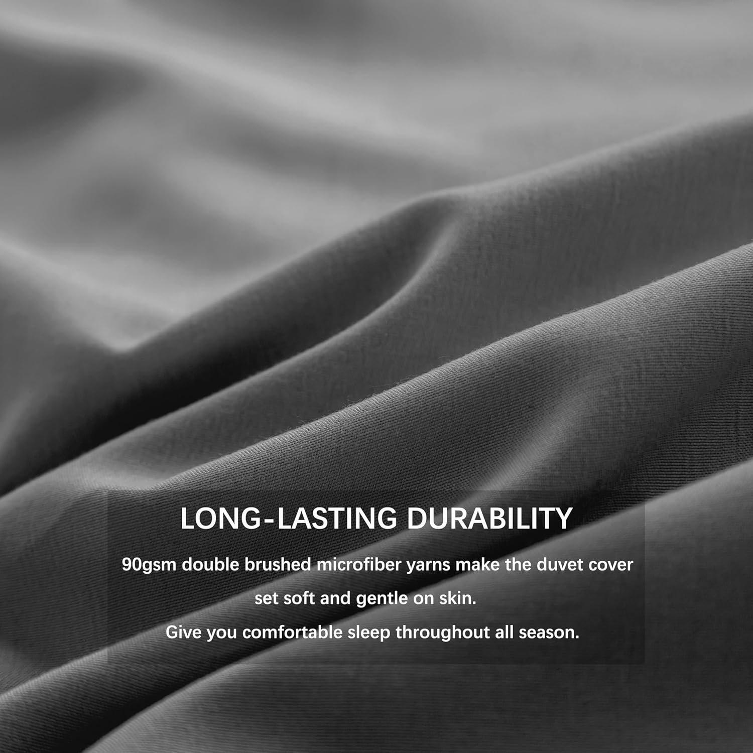 AYSW Bedding King Duvet Cover Set Plain Brushed Microfiber Bedding 1 Duvet Cover with 2 Zippers and 2 Pillowcases Dark Grey+Light Grey 5
