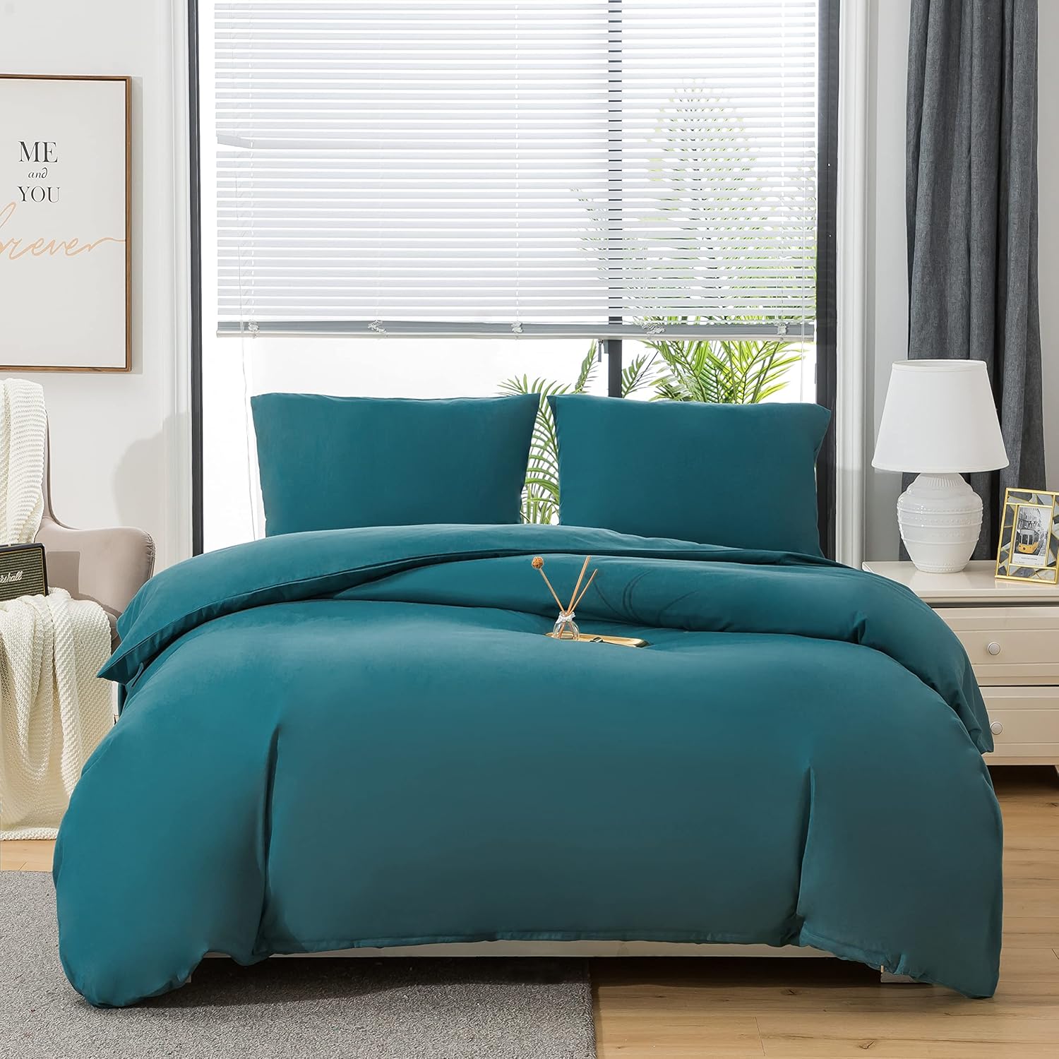 Bed linen with zipper 135x200 cm Super Soft 100% brushed microfiber with a quality of 110 g/m², 1 pillowcase 80x80 cm Sea Blue 2