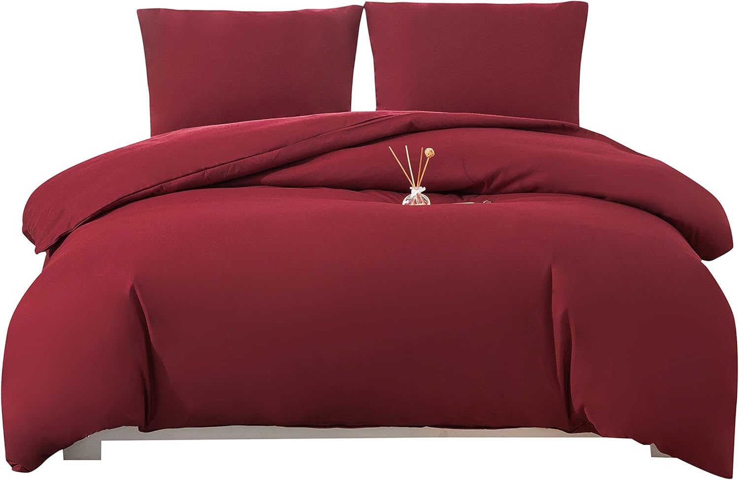 Duvet Cover 200x200cm + Pillowcases 80x80x2 cm Red 120 Threads/cm² 2 Person Bedding Set with Zipper 2