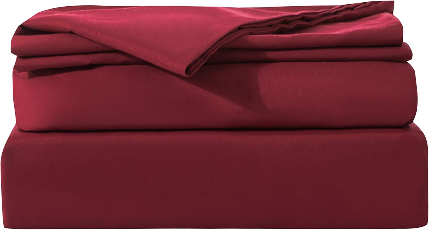 Duvet Cover 200x200cm + Pillowcases 80x80x2 cm Red 120 Threads/cm² 2 Person Bedding Set with Zipper 6