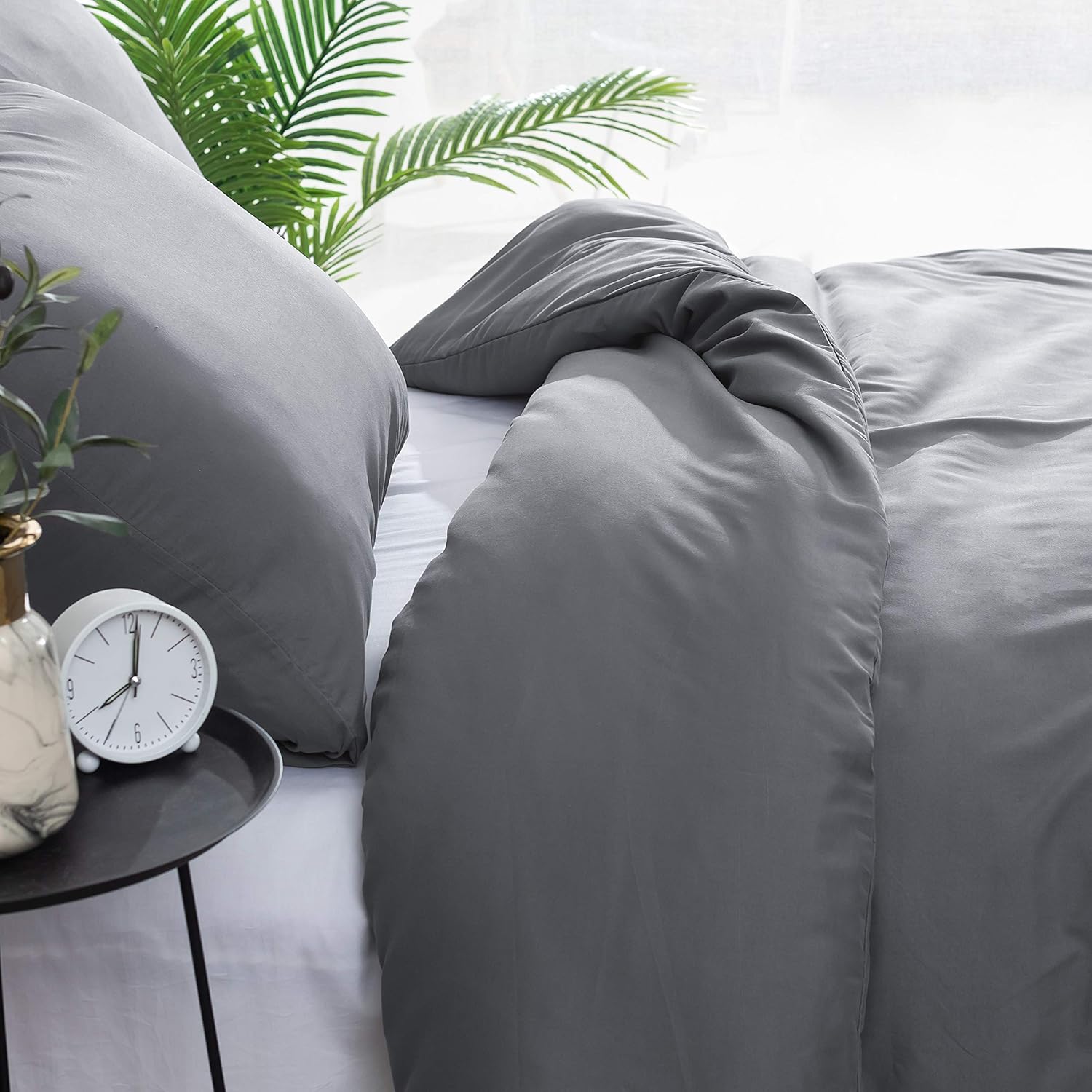 Bed linen 200x220 cm Super Soft 100% brushed microfiber with a quality of 110 g/m², 2 pillowcases 80x80 cm Grey 3