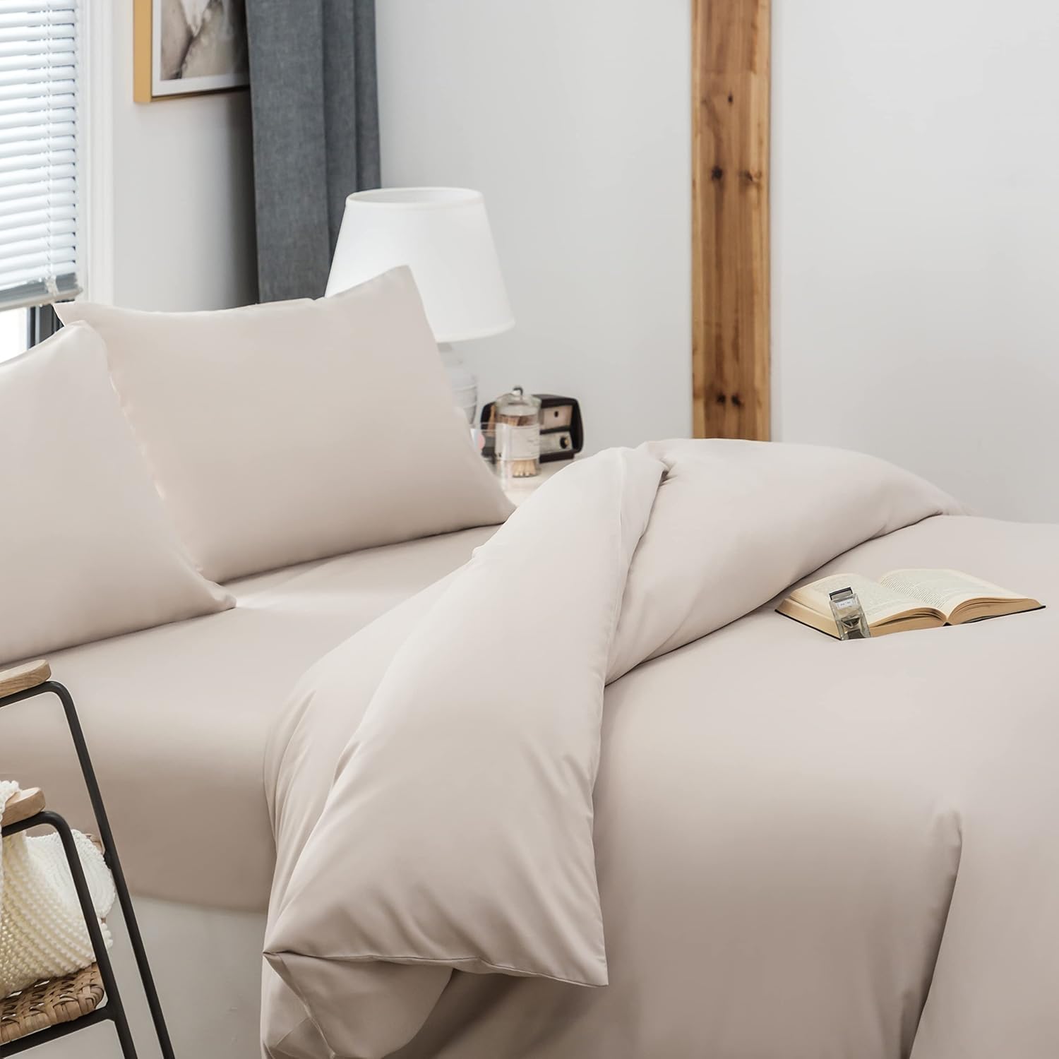 Bed linen 200x220 cm Super Soft 100% brushed microfiber with a quality of 110 g/m², 2 pillowcases 80x80 cm Beige 3