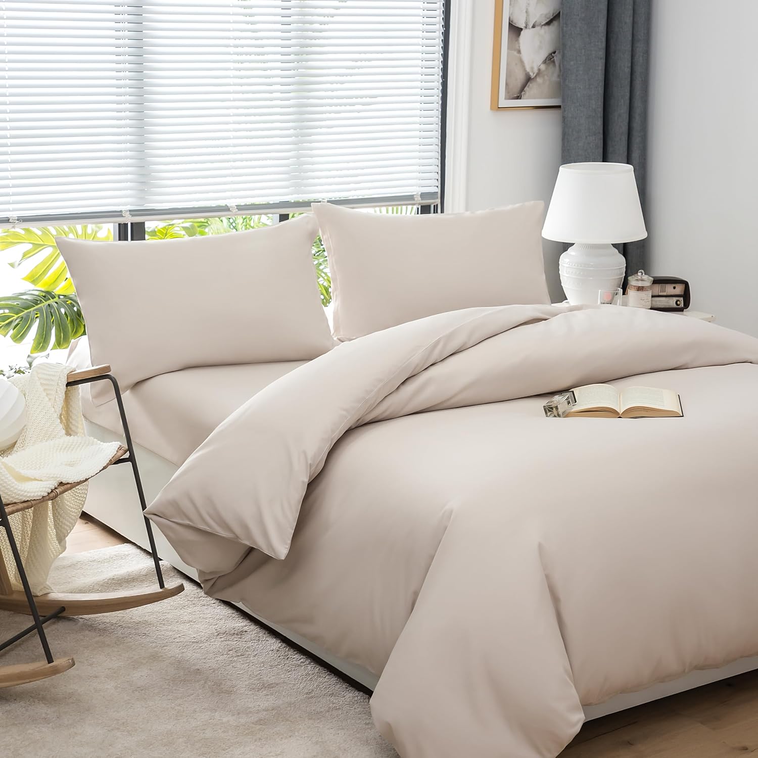 Bed linen 200x220 cm Super Soft 100% brushed microfiber with a quality of 110 g/m², 2 pillowcases 80x80 cm Beige 2