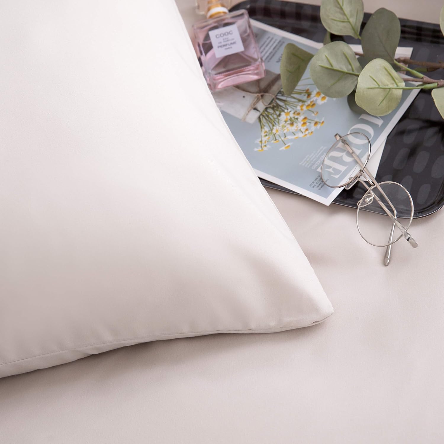 AYSW Bedding Double Duvet Cover Set 3 PCS Plain Brushed Microfiber Bedding 1 Duvet Cover with 2 Zippers and 2 Pillowcases Cream/Beige 5