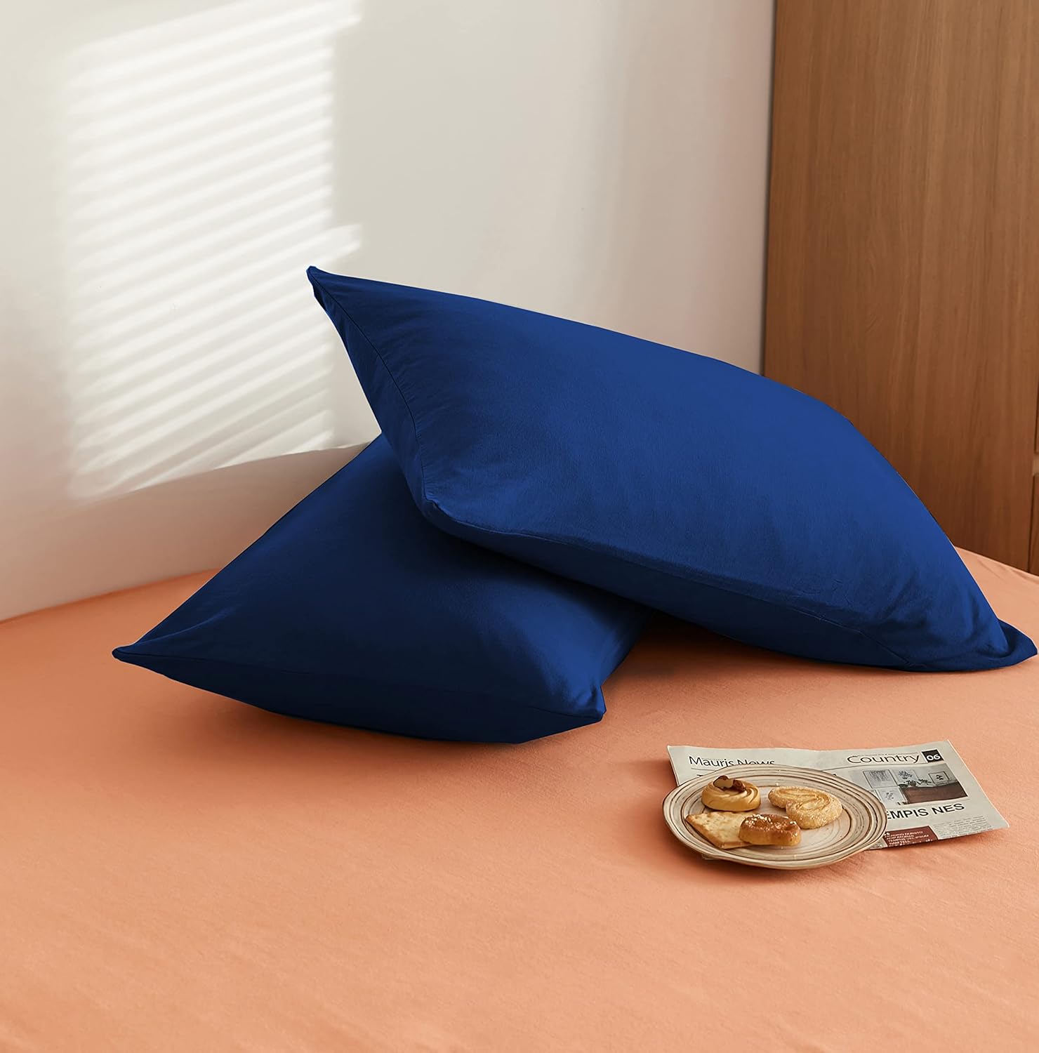 AYSW Warm Bedding Double Duvet Cover Set Plain Brushed Microfiber Bedding 1 Duvet Cover with 2 Zippers and 2 Pillowcases Navy 6