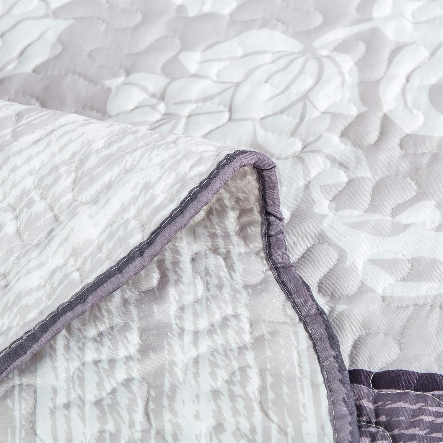 AYSW Quilt Set 3 Pieces King Size Soft and Breathable for All Season Bedspread Coverlet Set Gray and White Pattern 7
