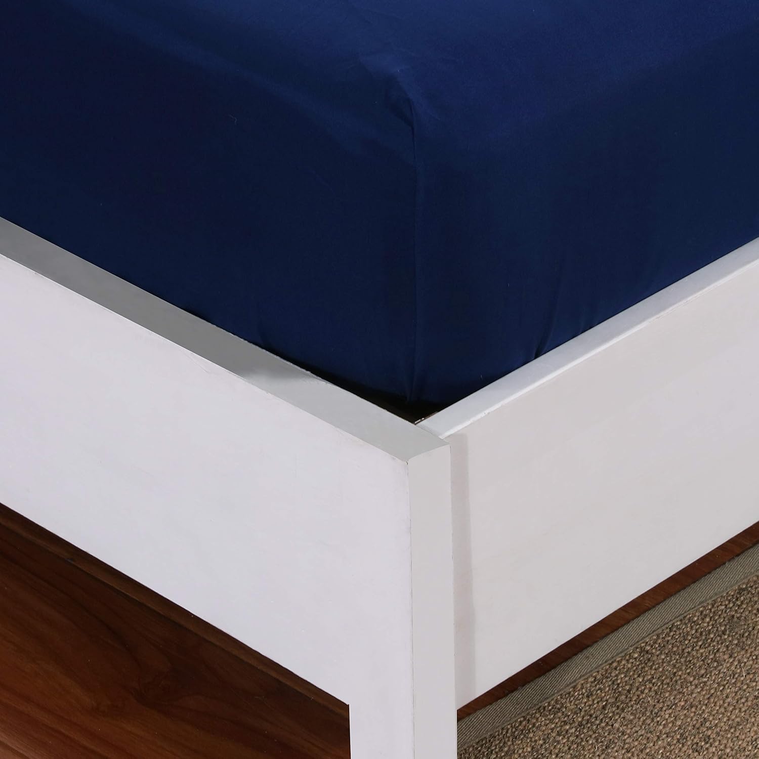 AYSW Fitted Sheet Dark Blue, 100% Soft Microfiber, 160 x 200 x 30 cm, High Quality Fitted Sheet 120g/m² 2