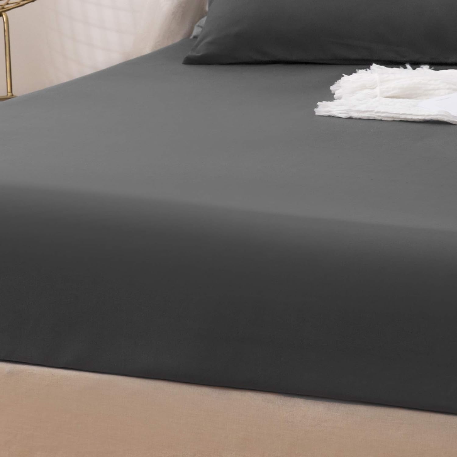 AYSW Fitted Sheet Grey, 100% Soft Microfiber, 140 x 200 x 30 cm, High Quality Fitted Sheet 120g/m² 4