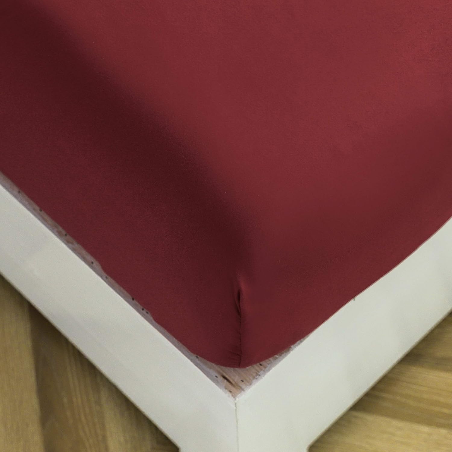 AYSW Fitted Sheet Burgundy, 100% Soft Microfiber, 160 x 200 x 30 cm, High Quality Fitted Sheet 120g/m² 4